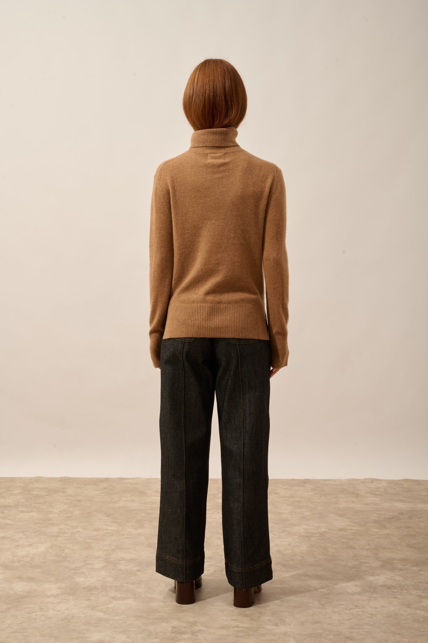 LEXIE pull col roulé noisette