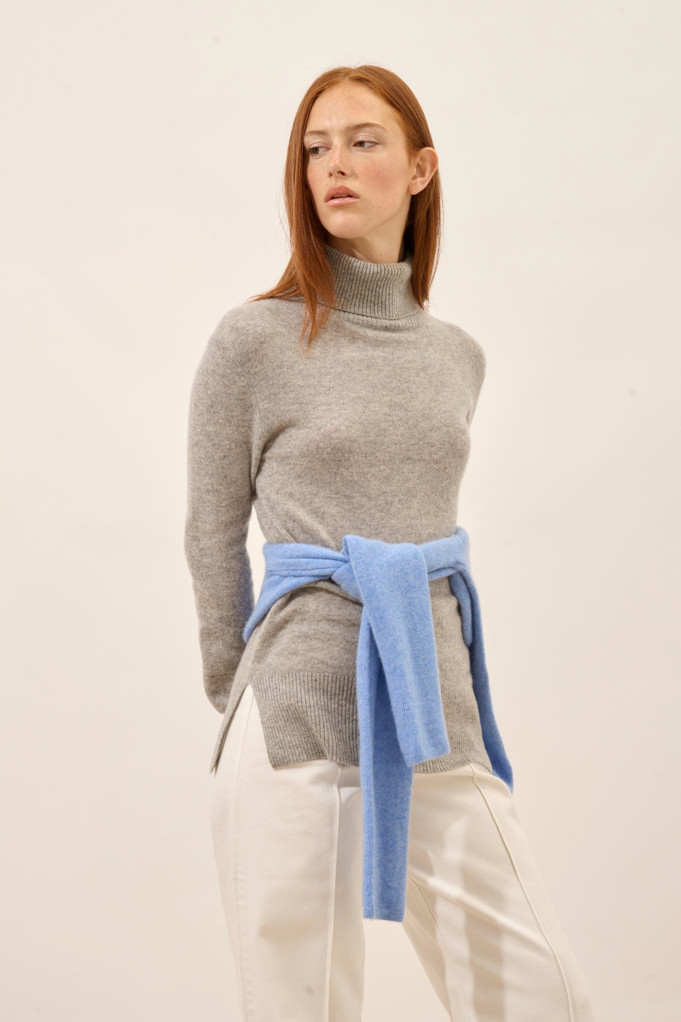 LEXIE pull col roulé nuage chiné