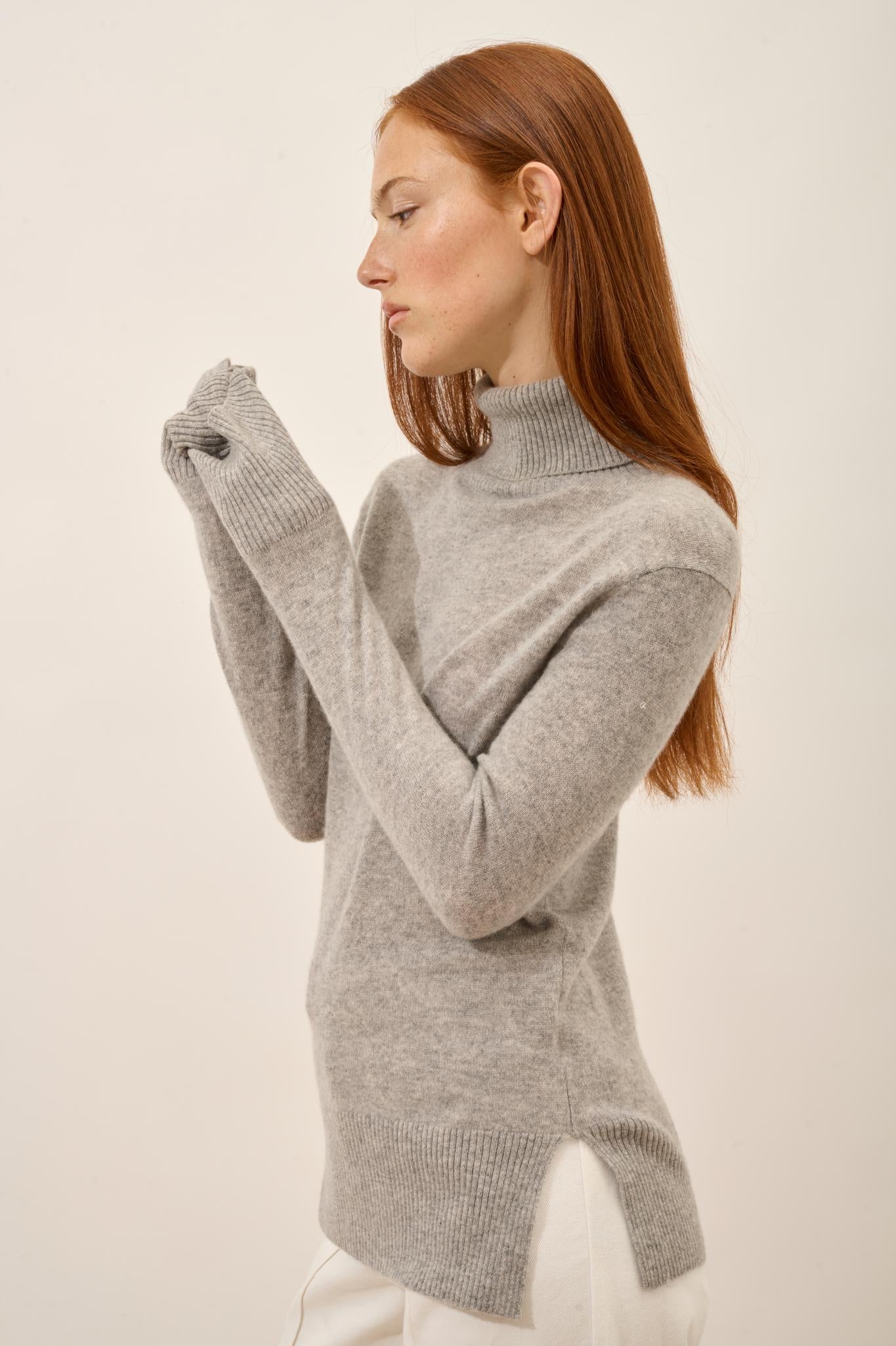 LEXIE pull col roulé nuage chiné