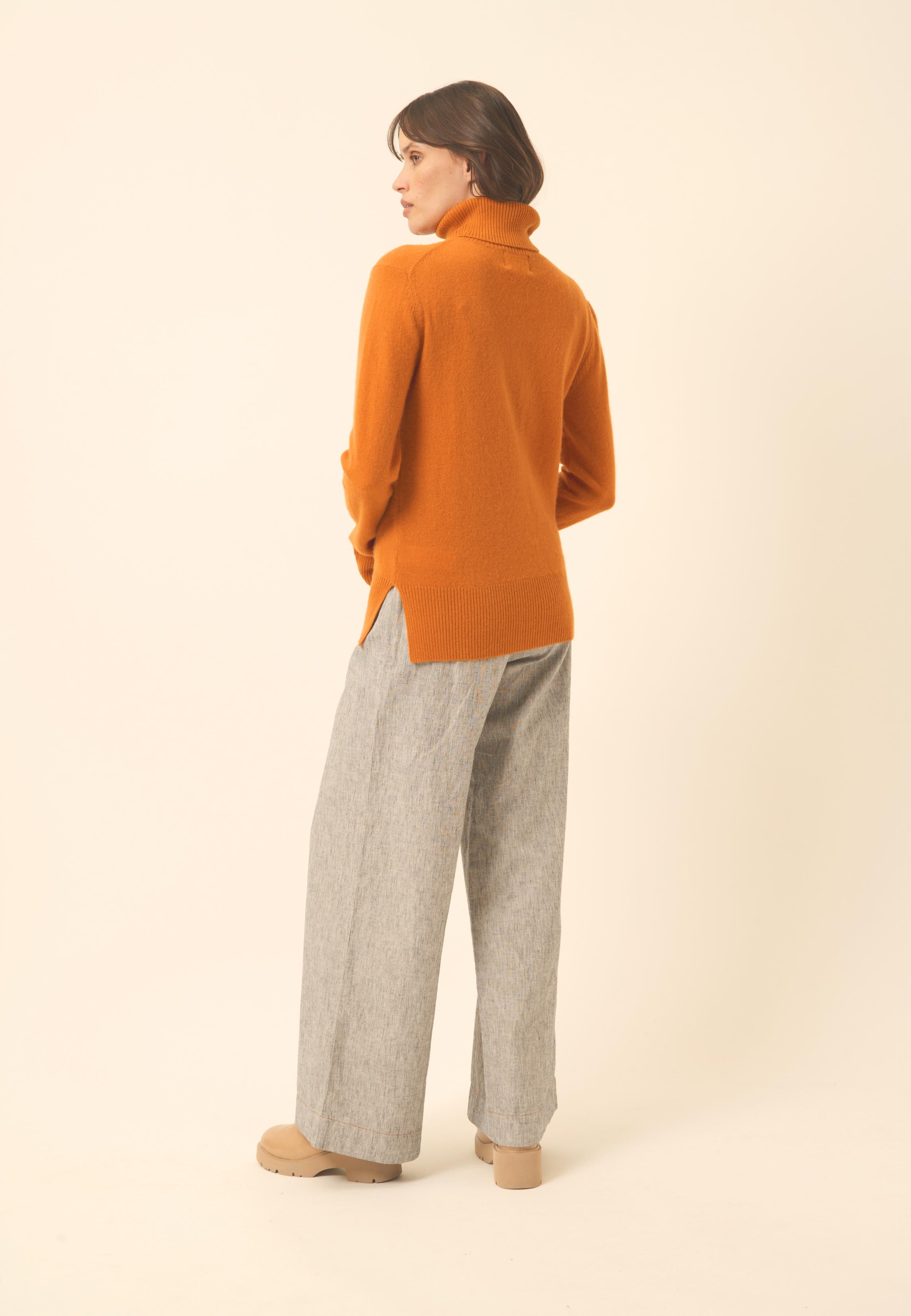 LEXIE ocher turtleneck sweater 100% cashmere