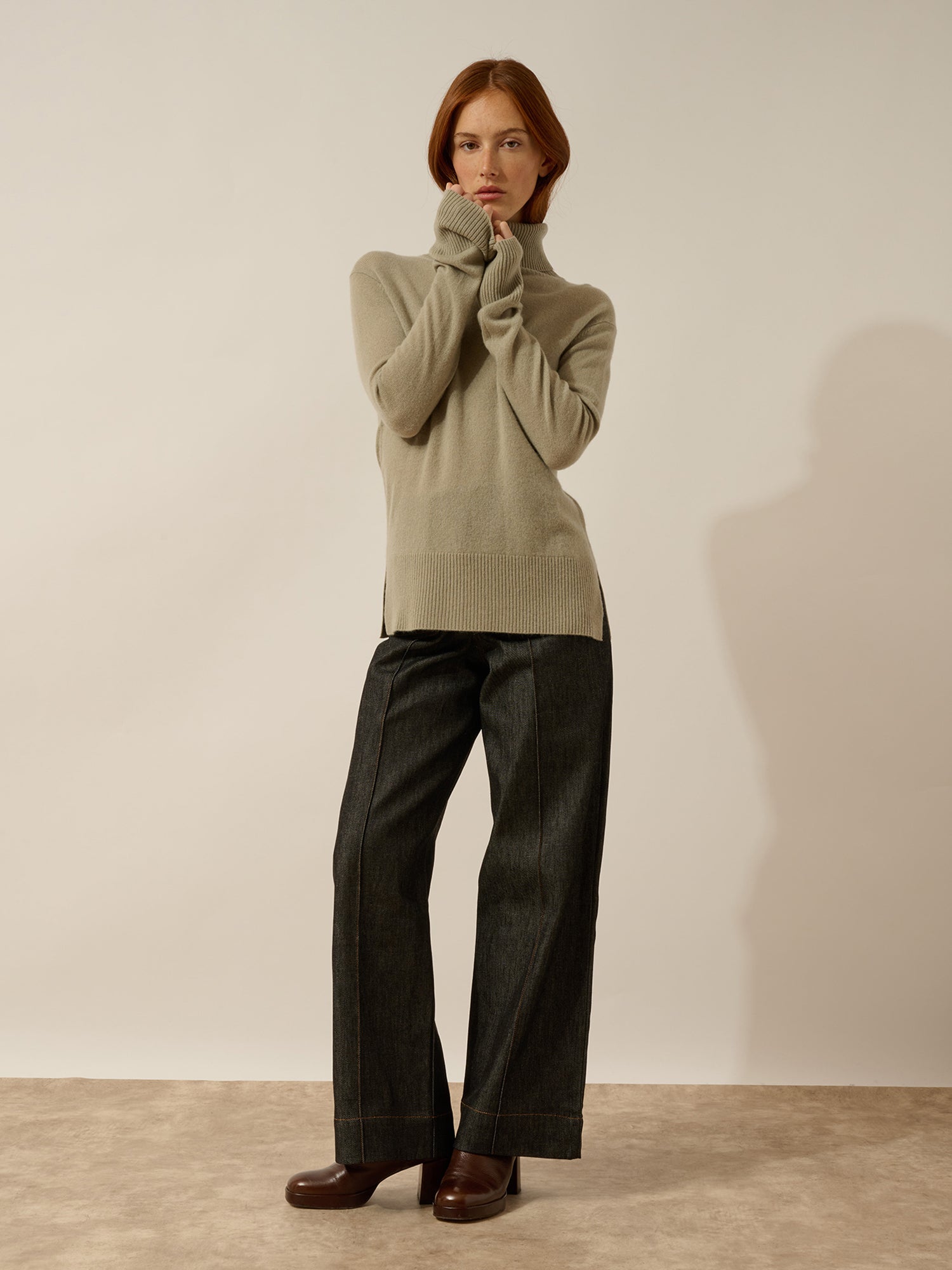 LEXIE olive turtleneck sweater