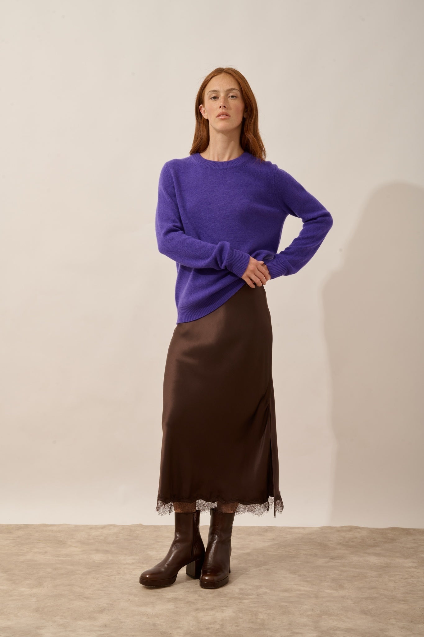 LEXINI round neck sweater, 4-ply amethyst