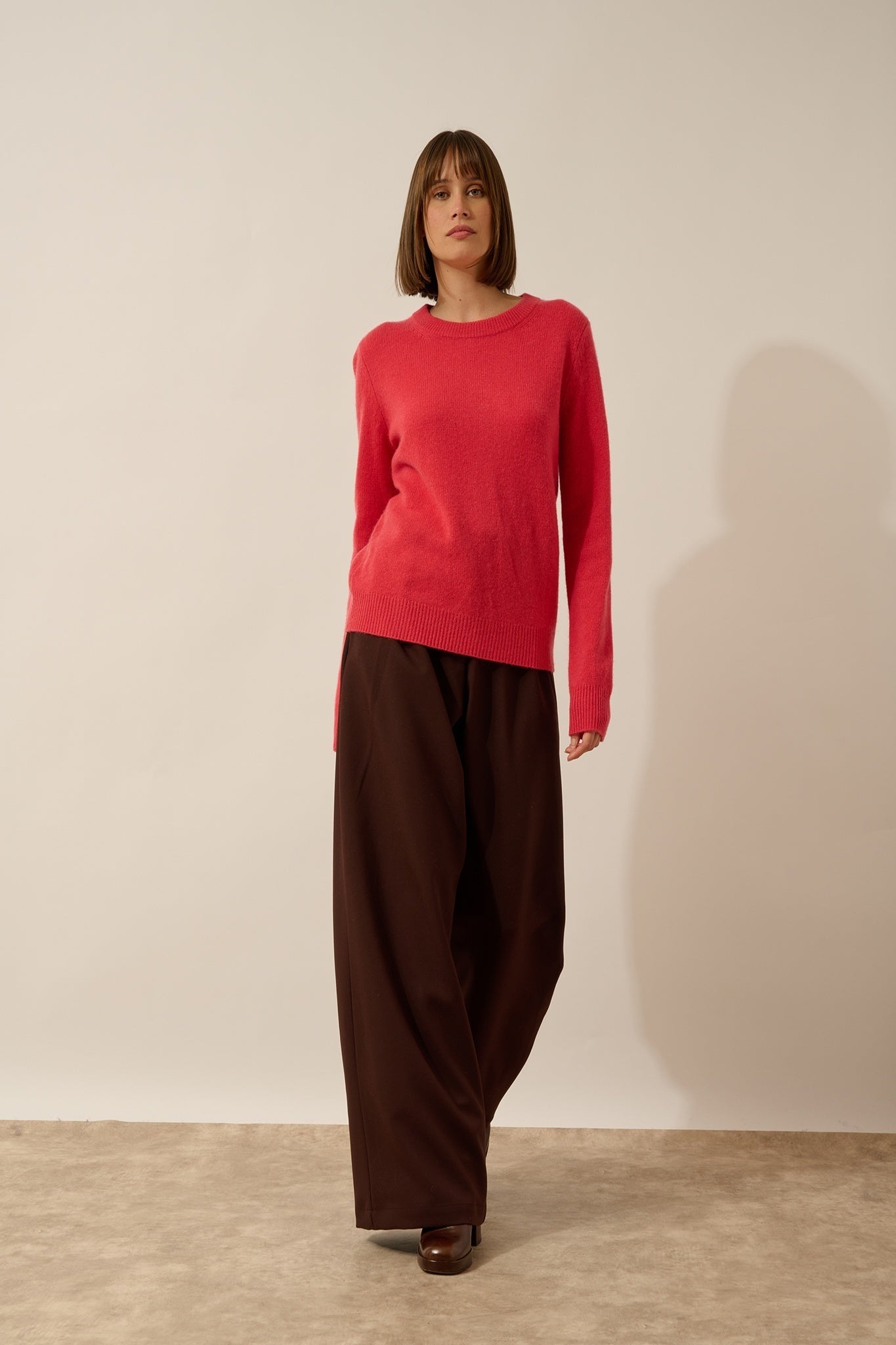 LEXINI coral 4-ply round neck sweater