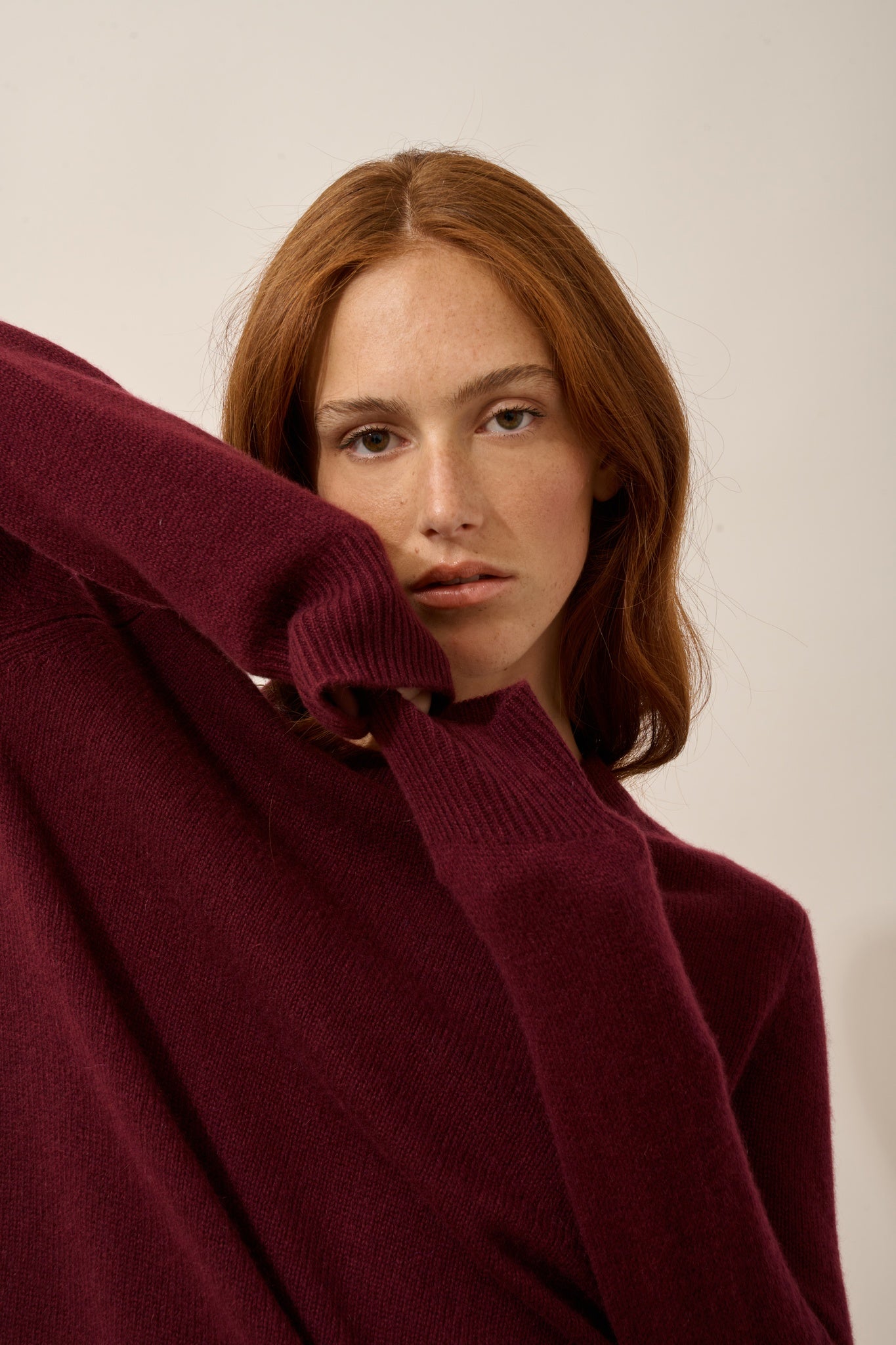 LEXINI pull col rond 4 fils mûre