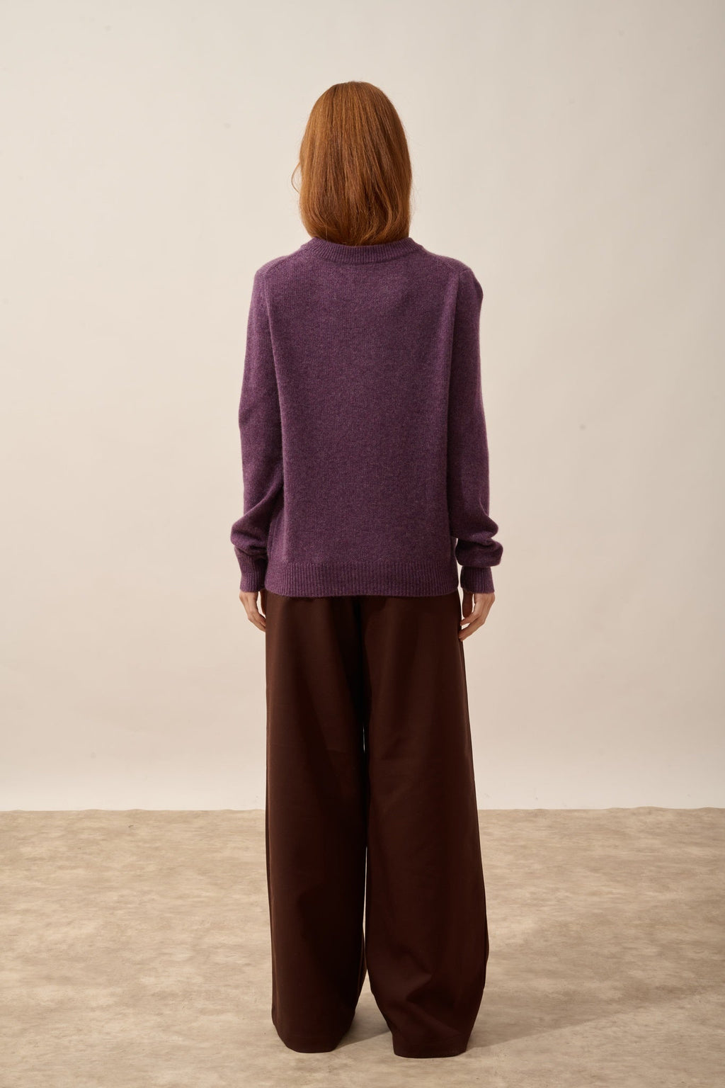 LEXINI pull col rond 4 fils violet chiné