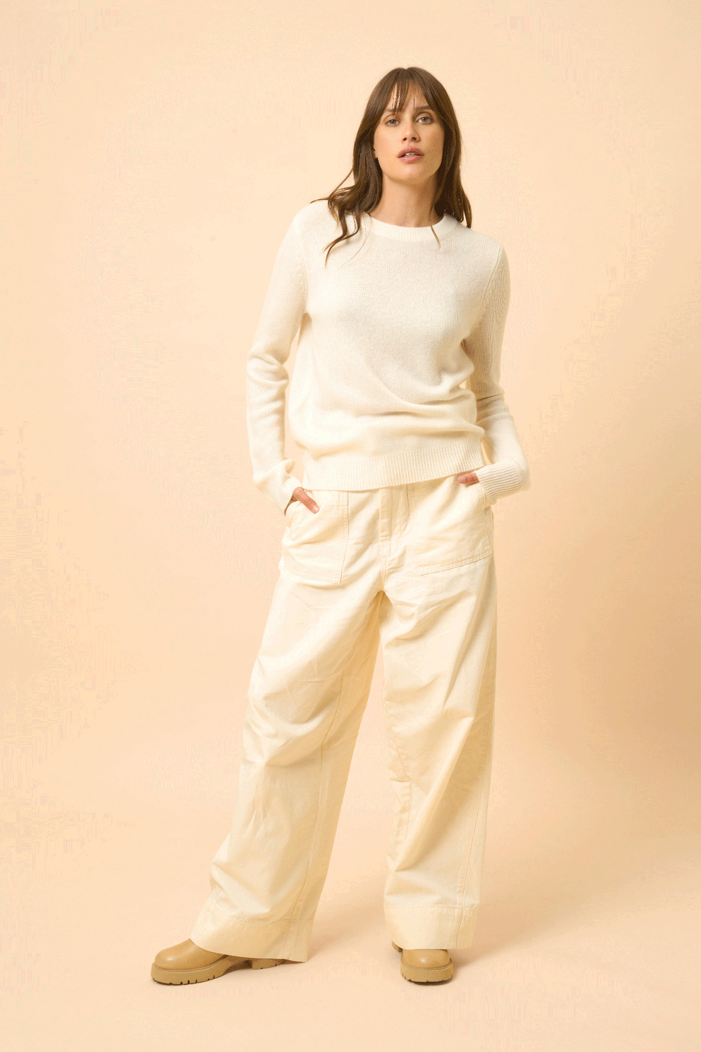 LEXINI pull col rond ivoire