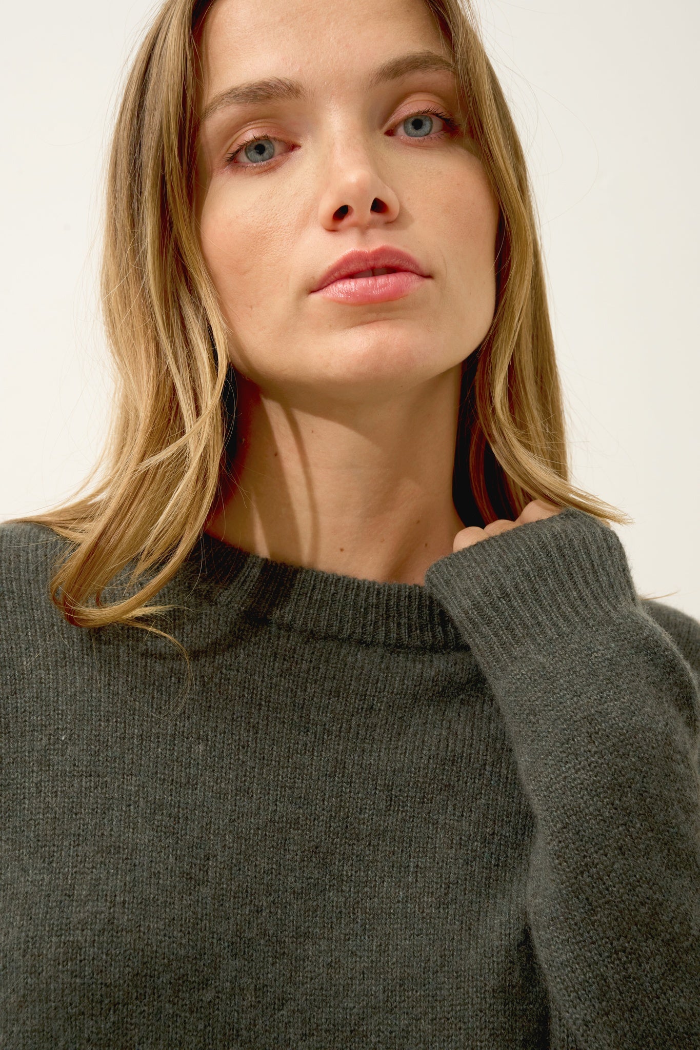 LEXINI pull col rond kaki chiné