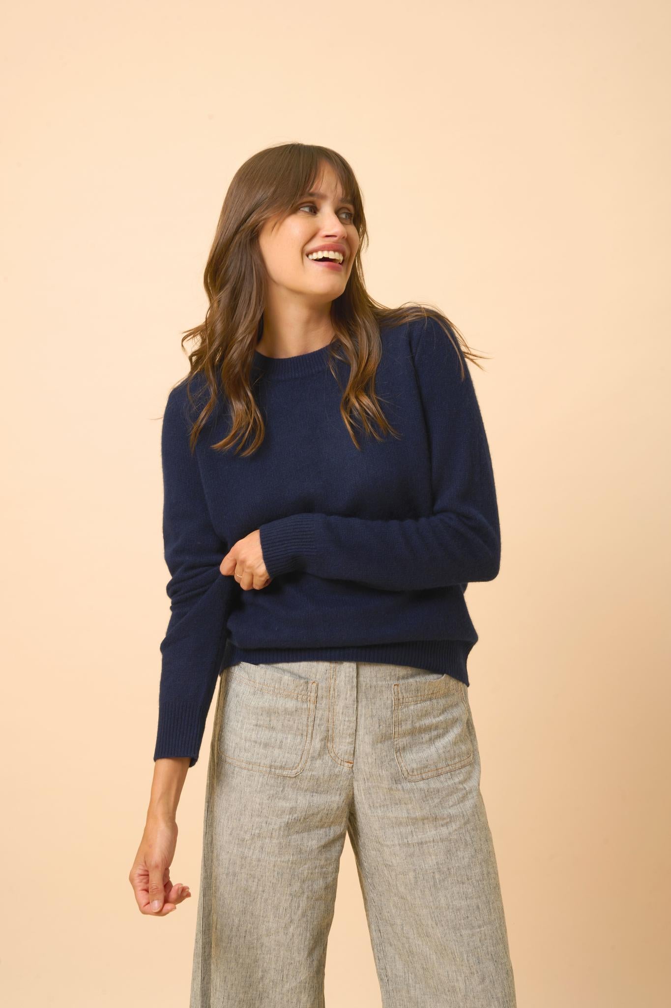 LEXINI pull col rond navy