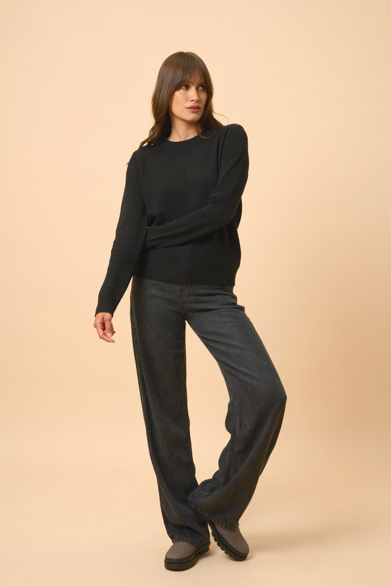 LEXINI pull col rond noir