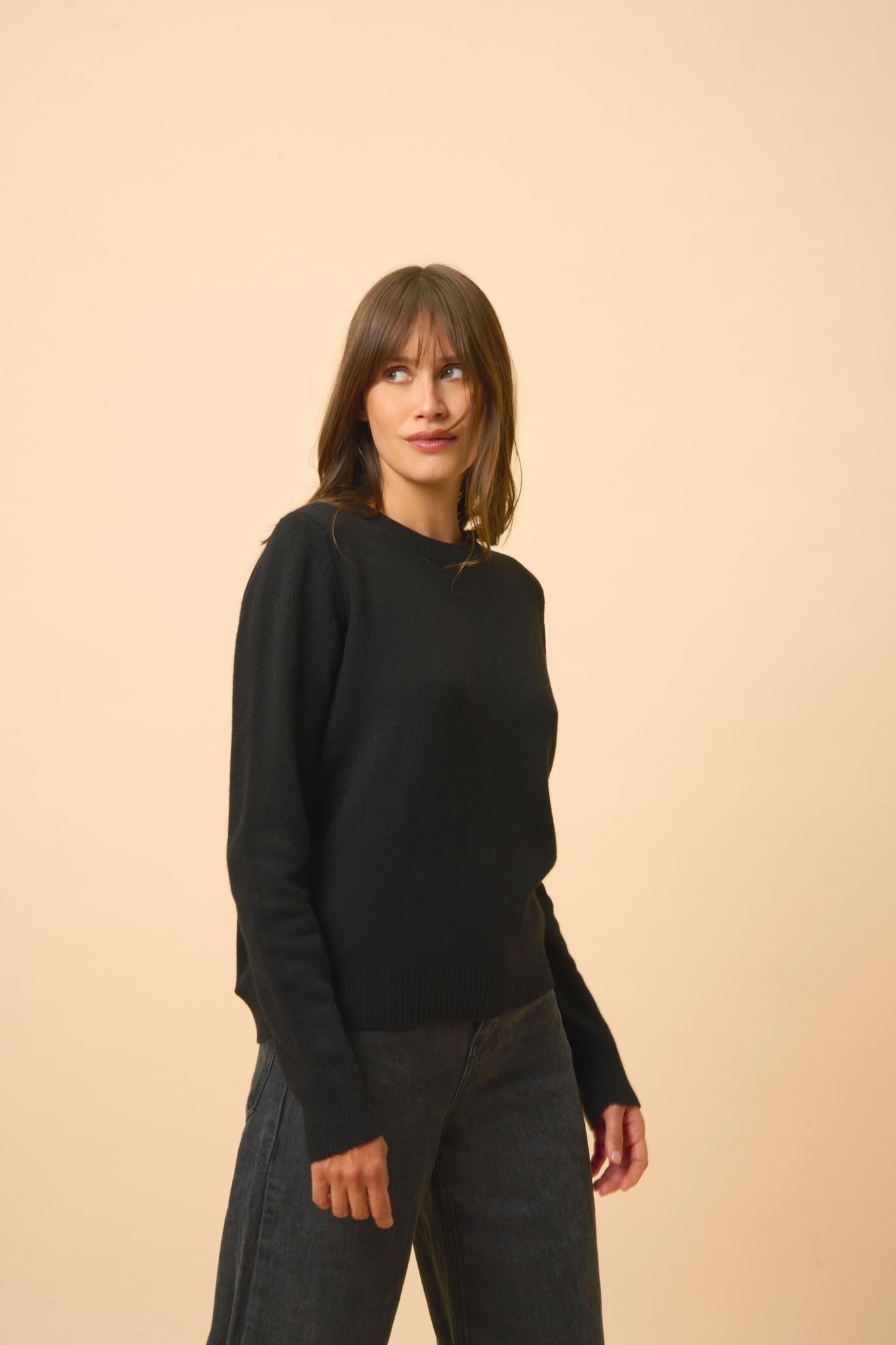 LEXINI pull col rond noir