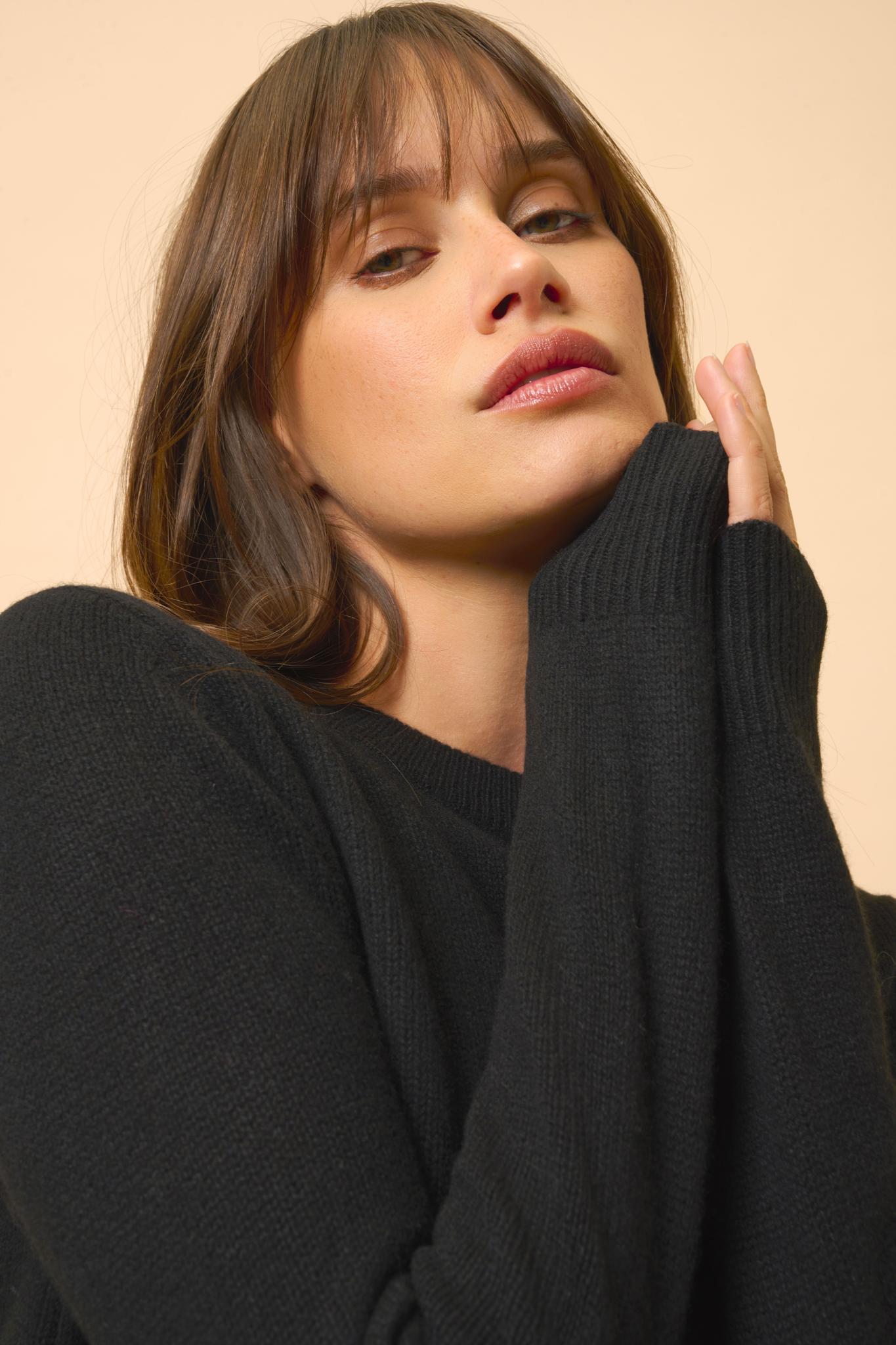 LEXINI pull col rond noir