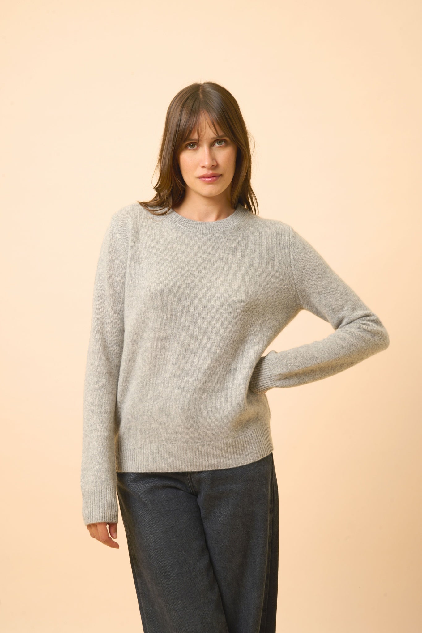 LEXINI pull col rond nuage chiné