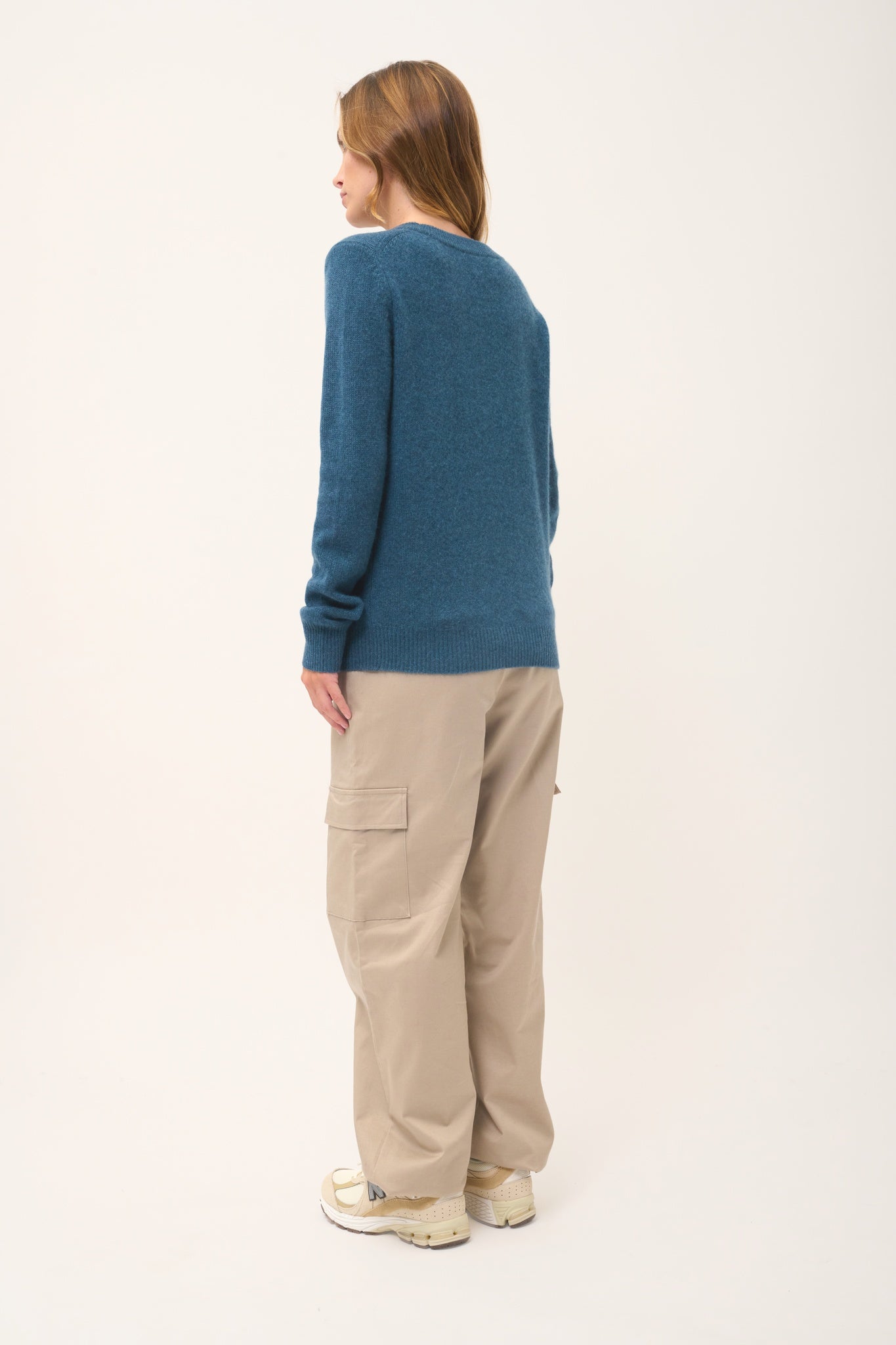 LEXINI mottled duck-green round-neck sweater