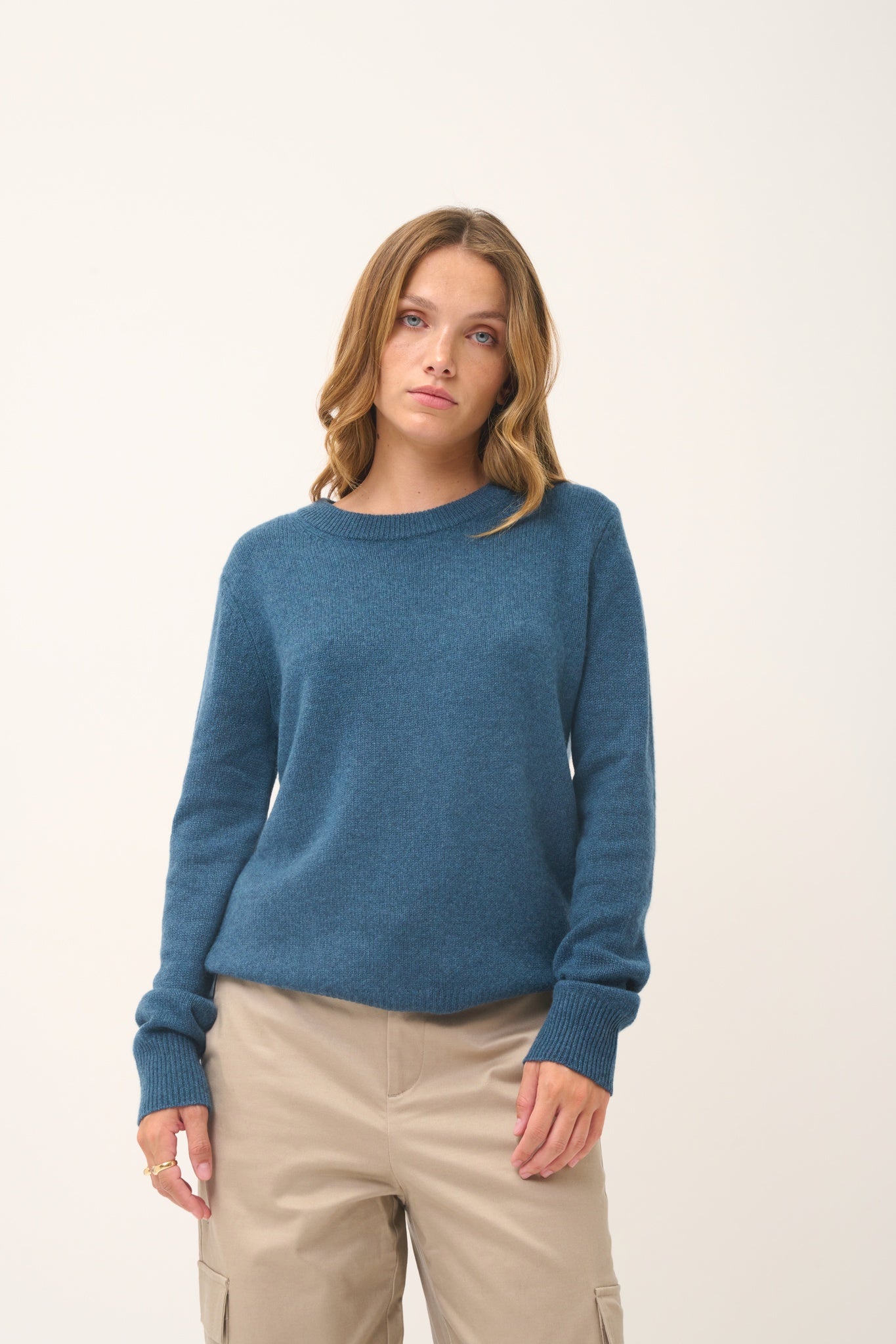 LEXINI mottled duck-green round-neck sweater