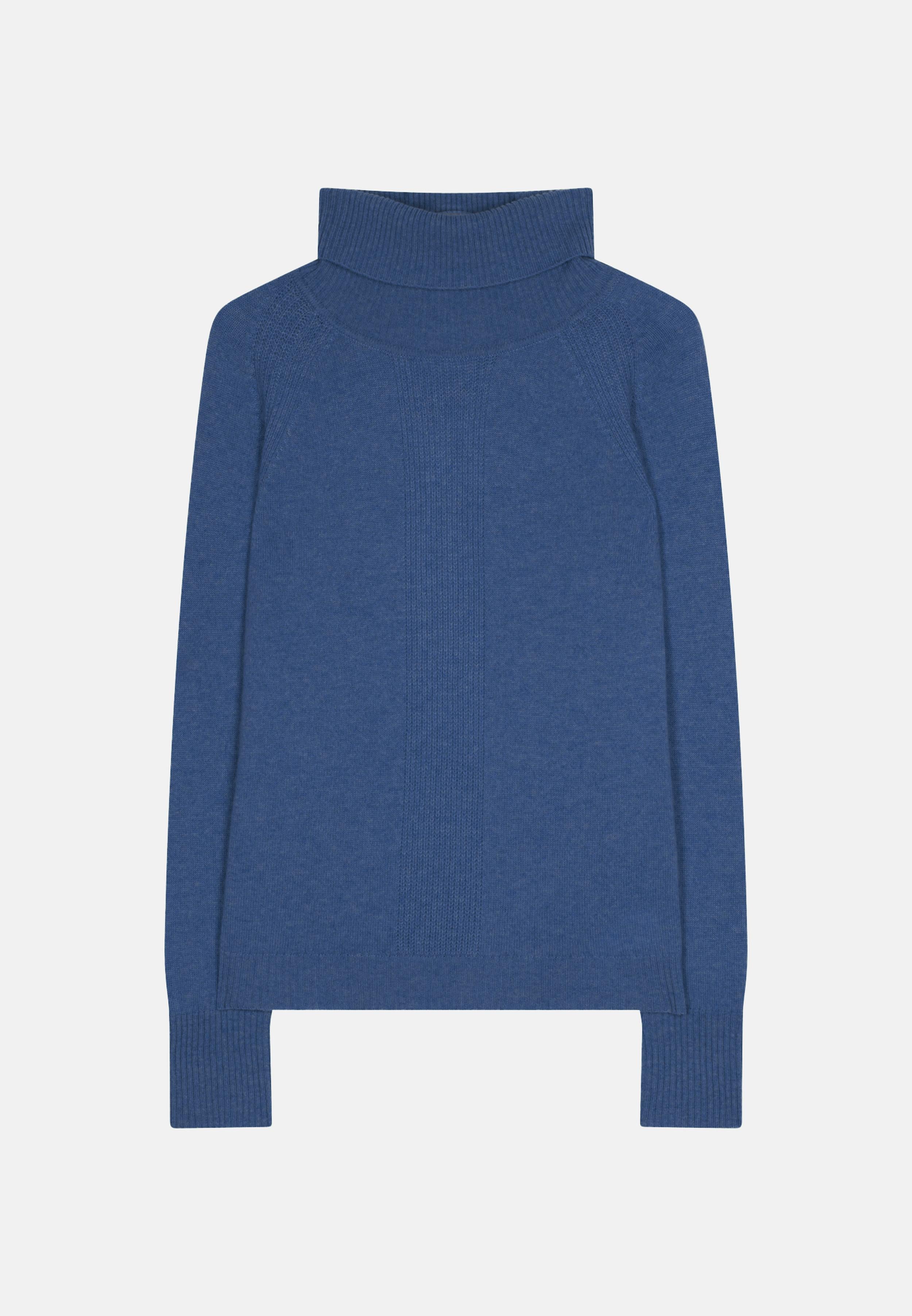 LILLY pull col roulé bleu denim