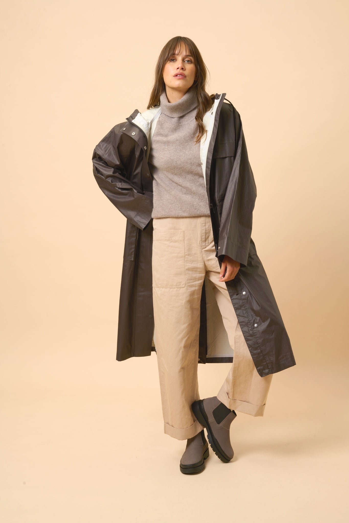 LILLY pull col roulé caribou chiné