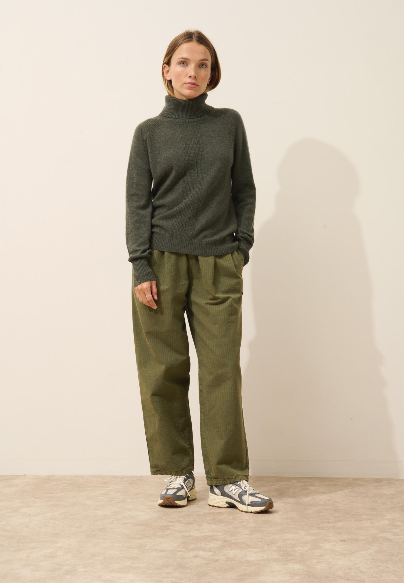 TRACY pull col roulé caribou chiné 100% cachemire