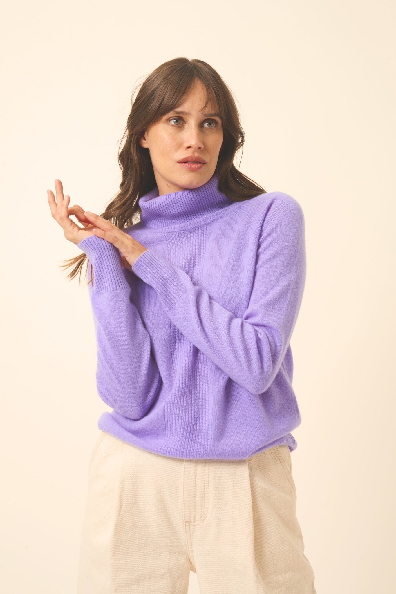 LILLY lavender turtleneck sweater
