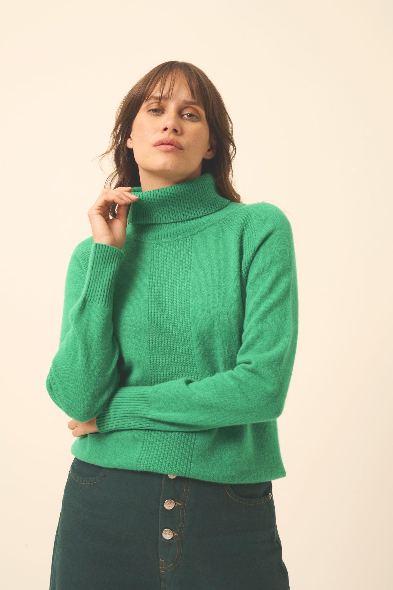 LILLY pull col roulé menthe