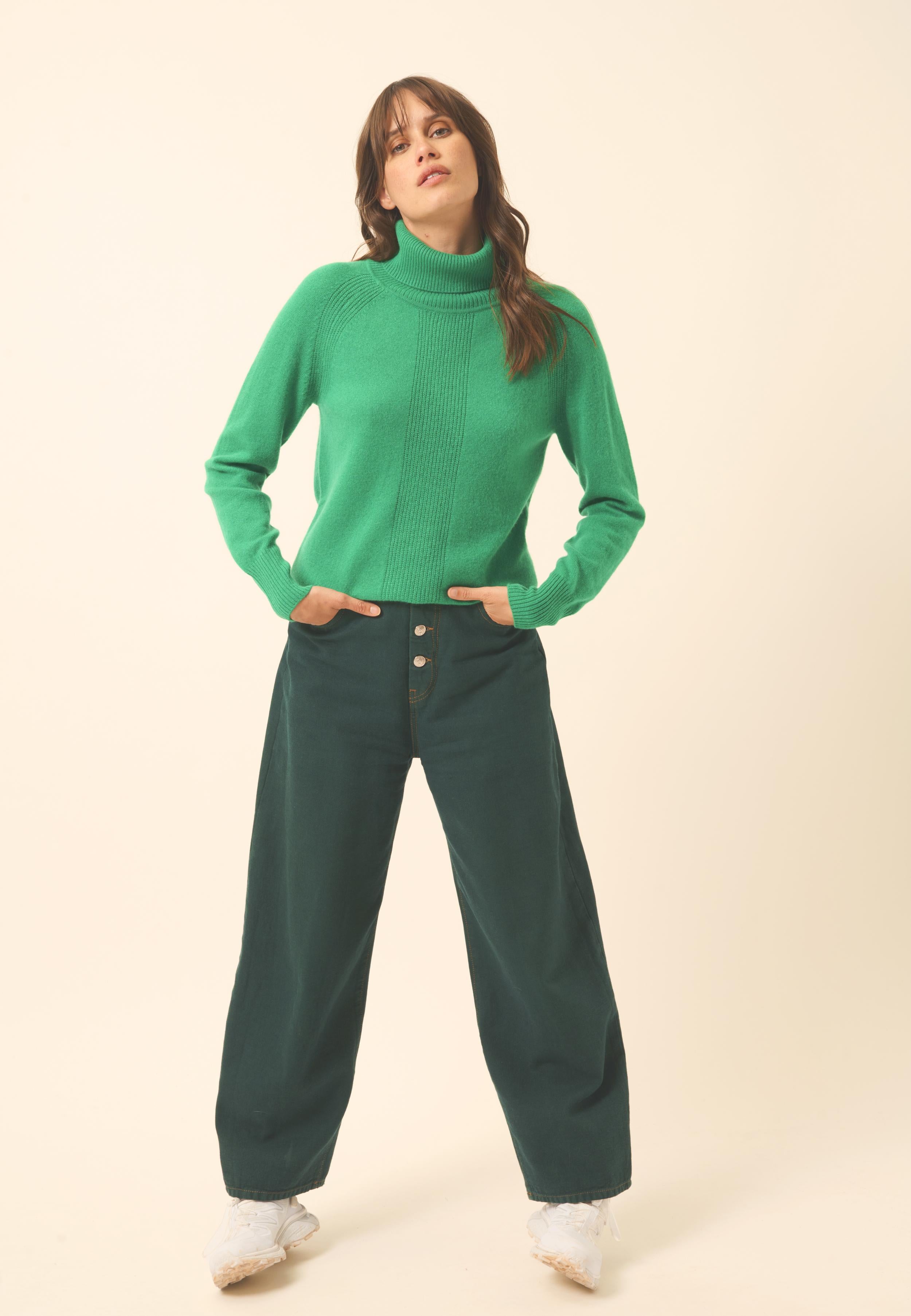 LILLY mint turtleneck sweater 100% cashmere