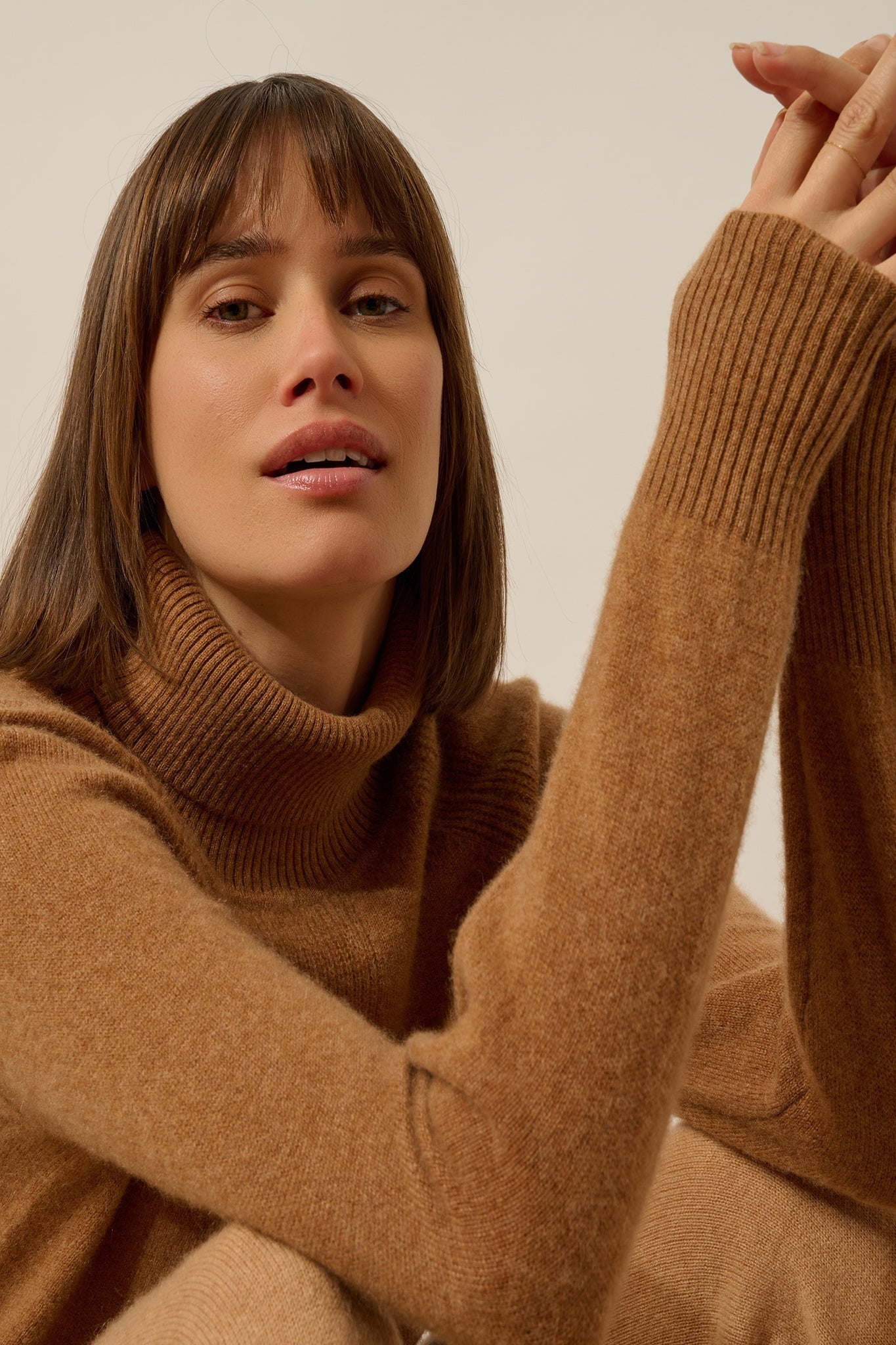 LILLY hazelnut turtleneck sweater