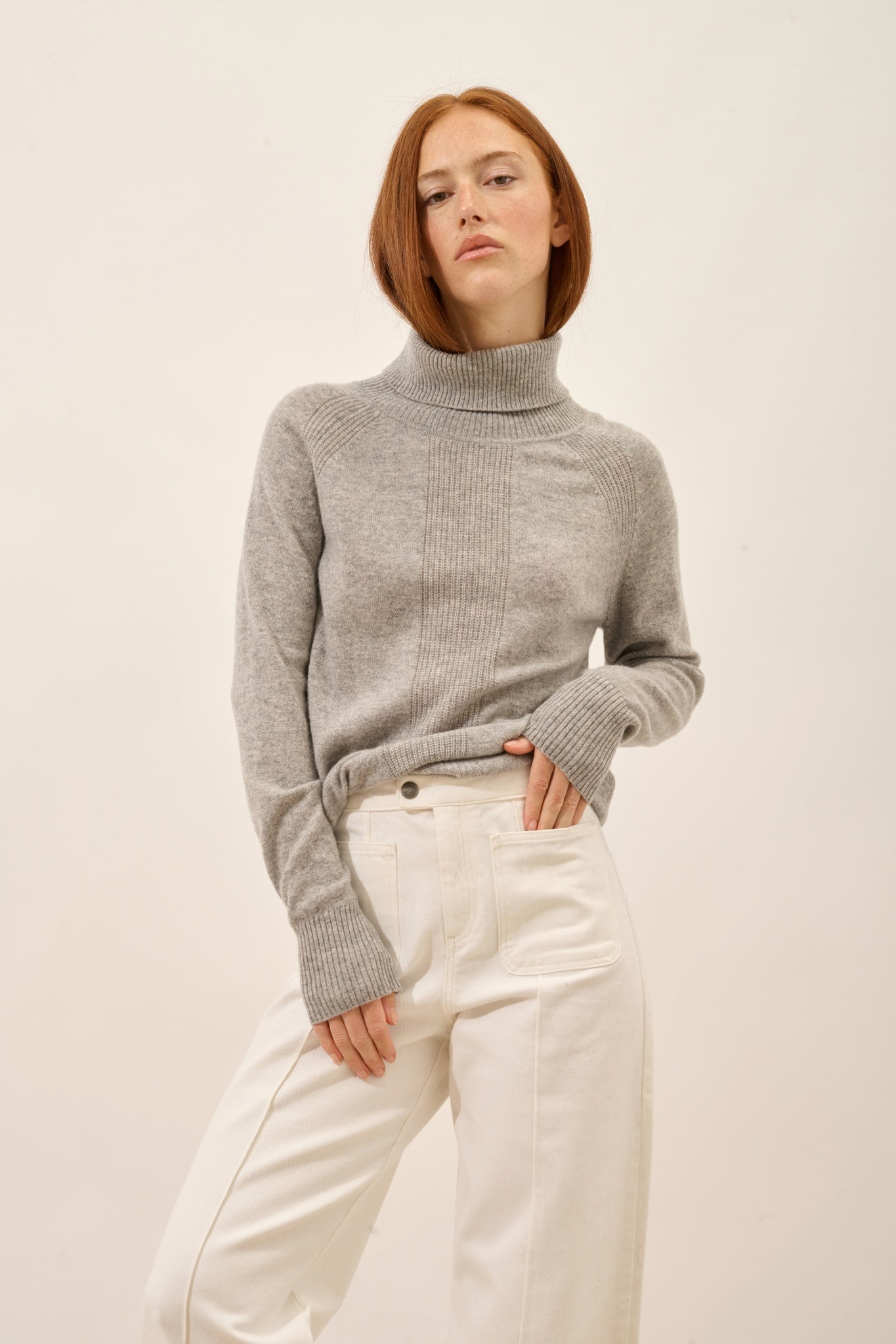 LILLY pull col roulé nuage chiné