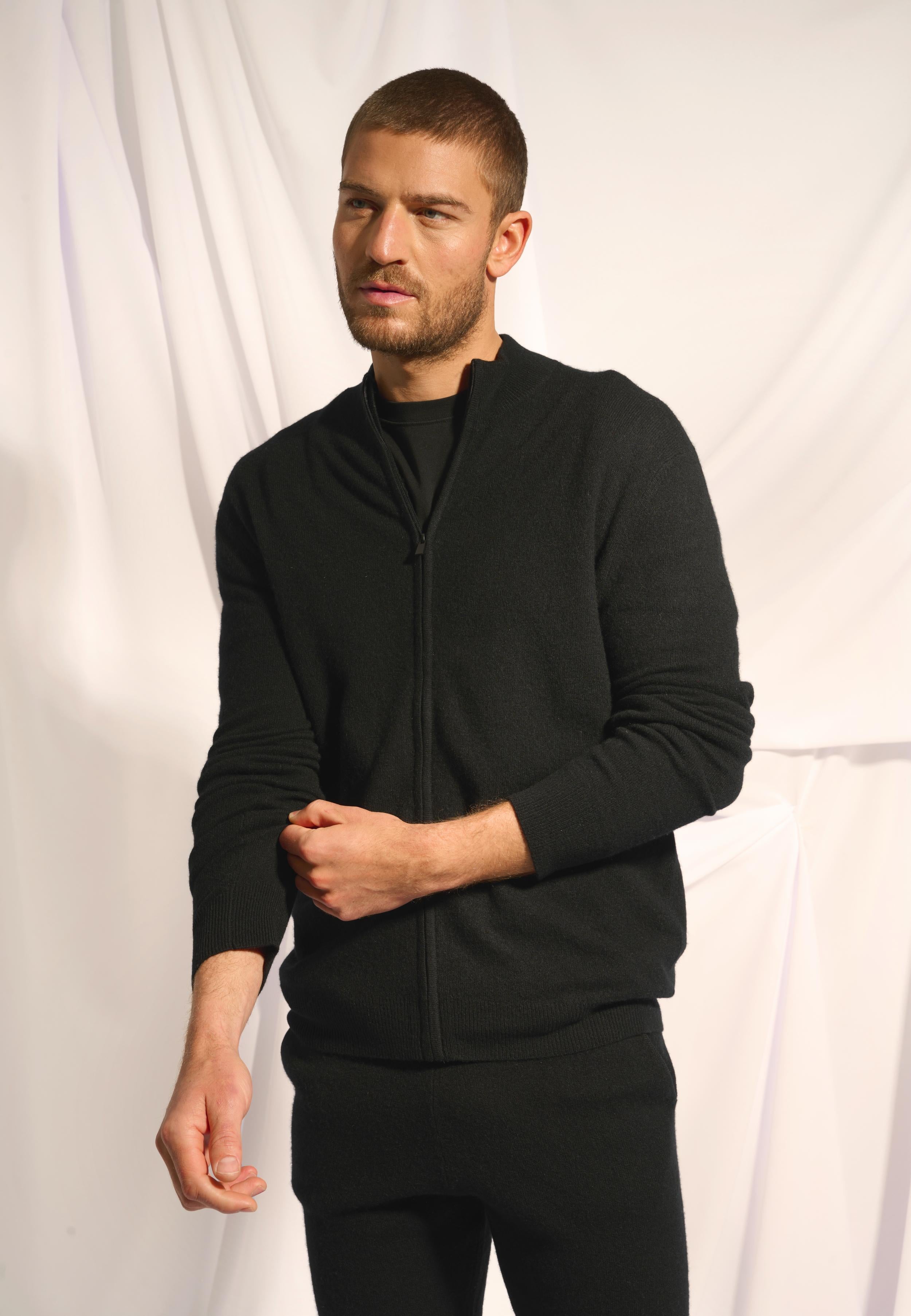 LILOU black stand-up collar cardigan