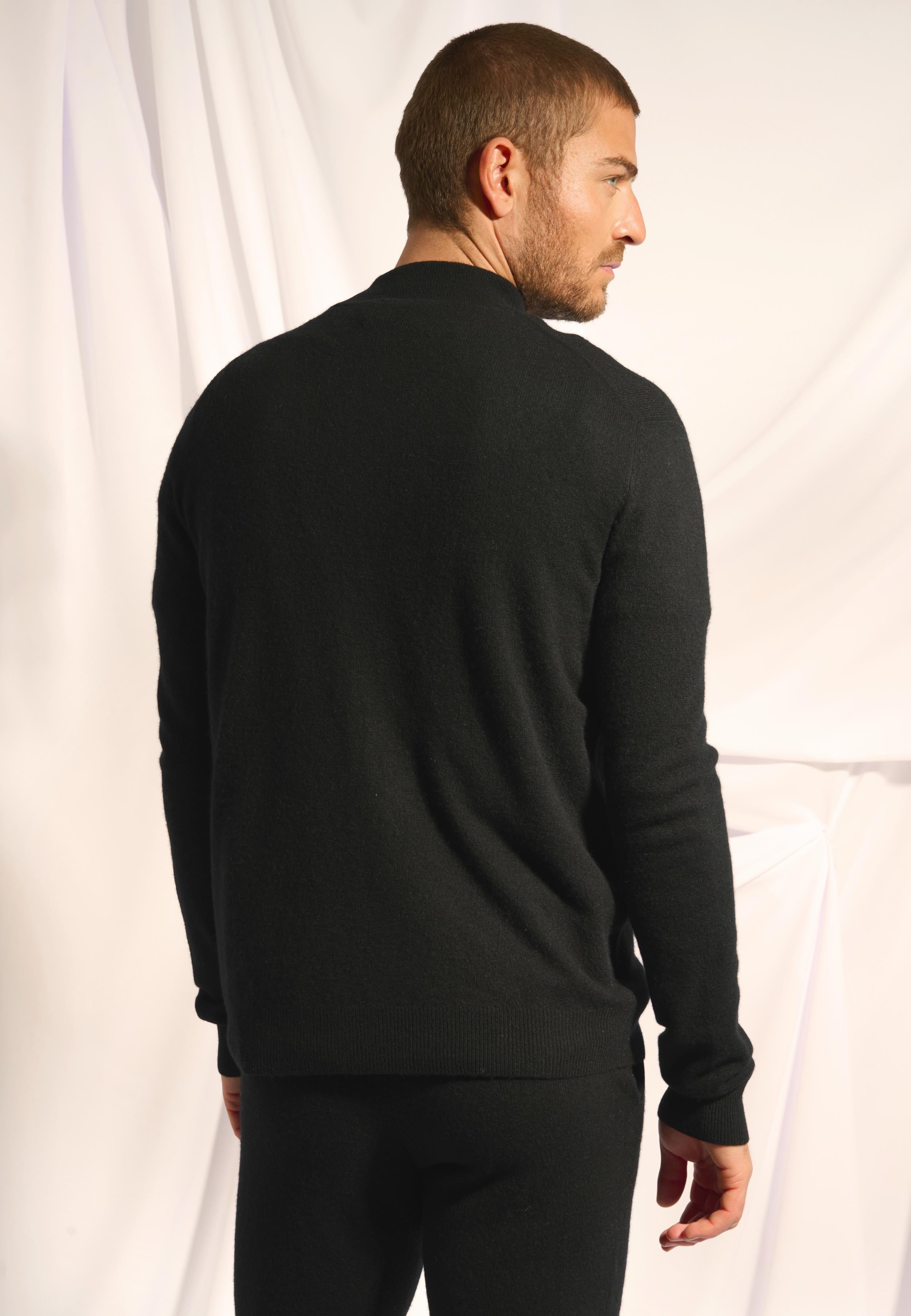 LILOU black stand-up collar cardigan