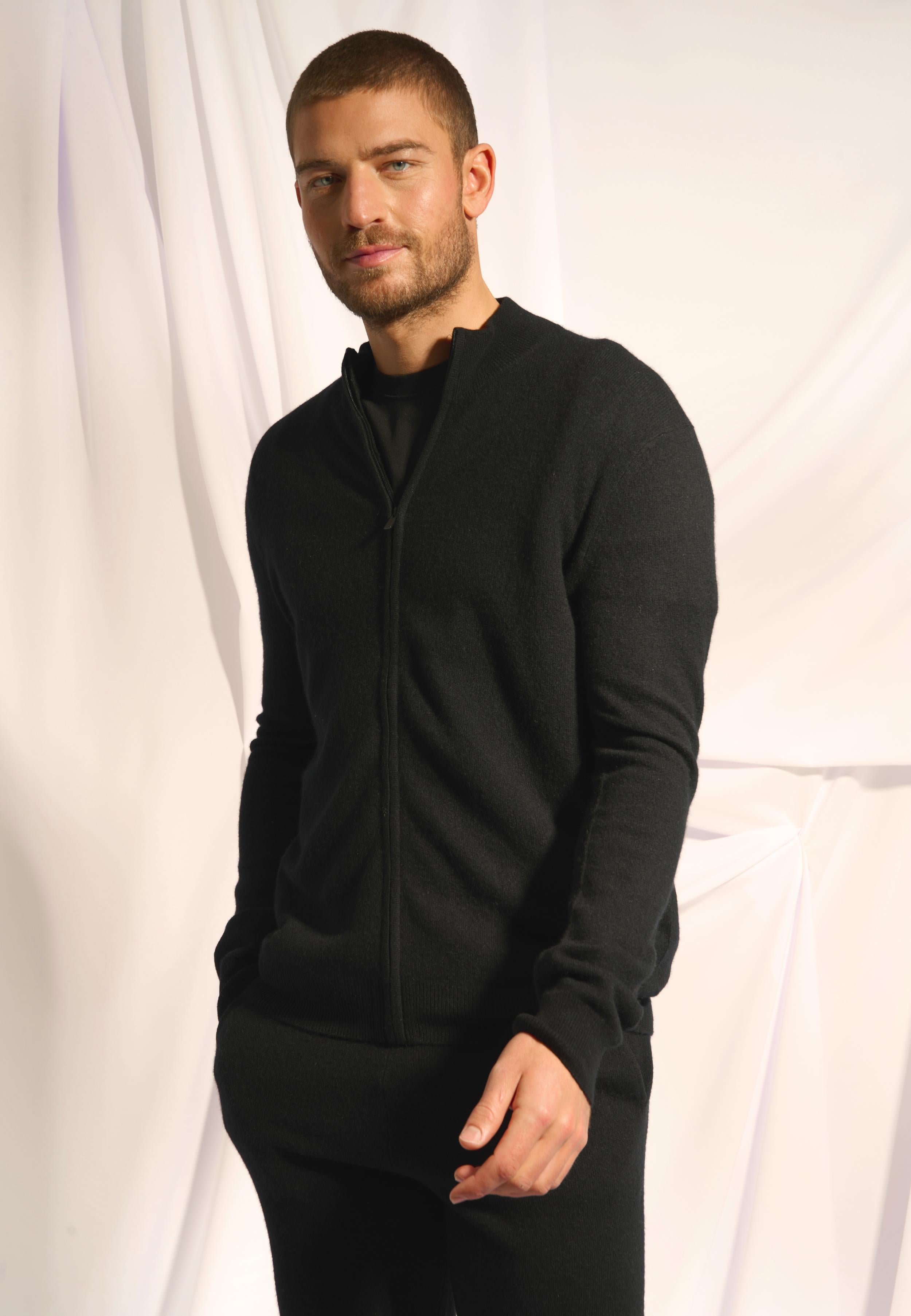 LILOU black stand-up collar cardigan