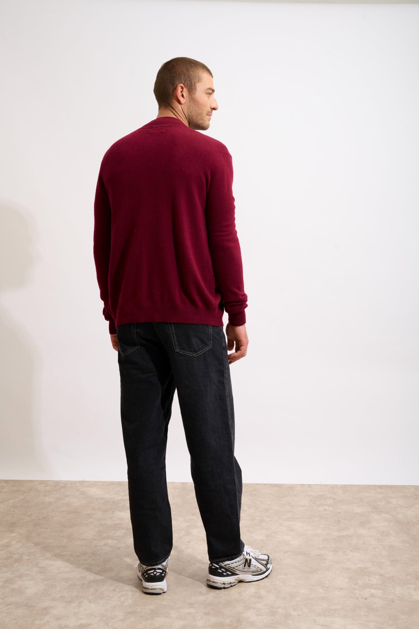 lilou gilet zippé col montant bordeaux 100% cachemire