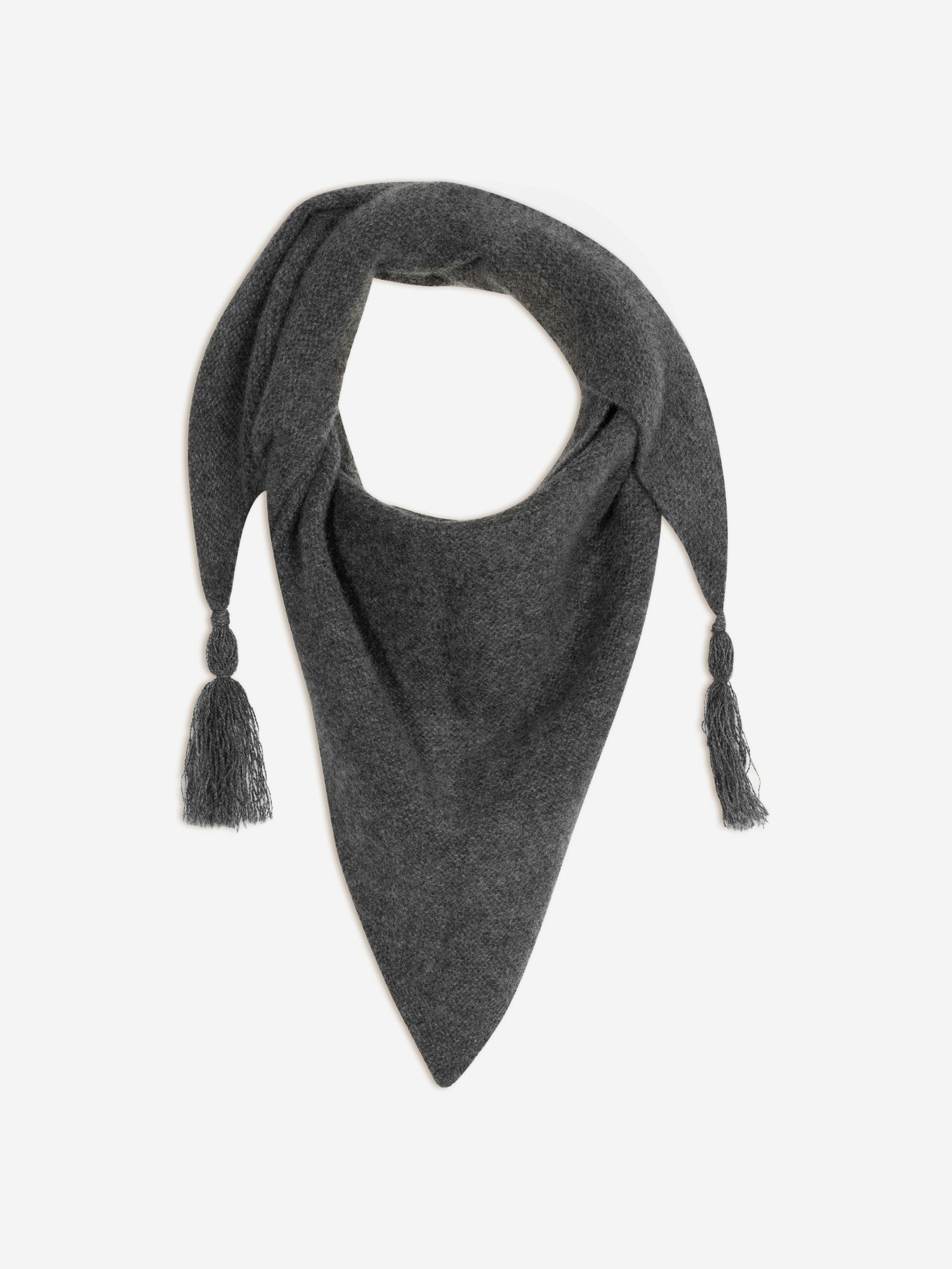 LIMA écharpe triangle avec franges 4 fils anthracite chiné