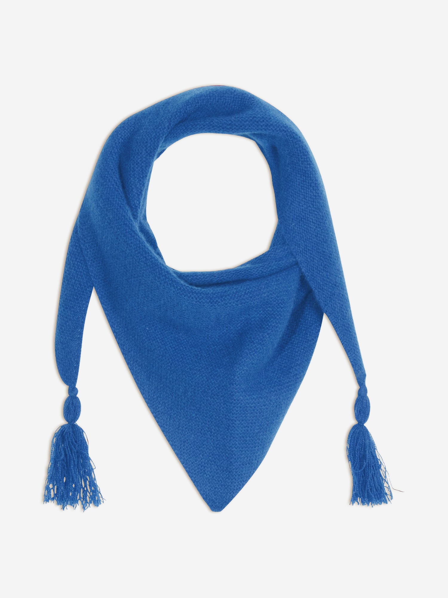 LIMA écharpe triangle avec franges 4 fils bleu électrique