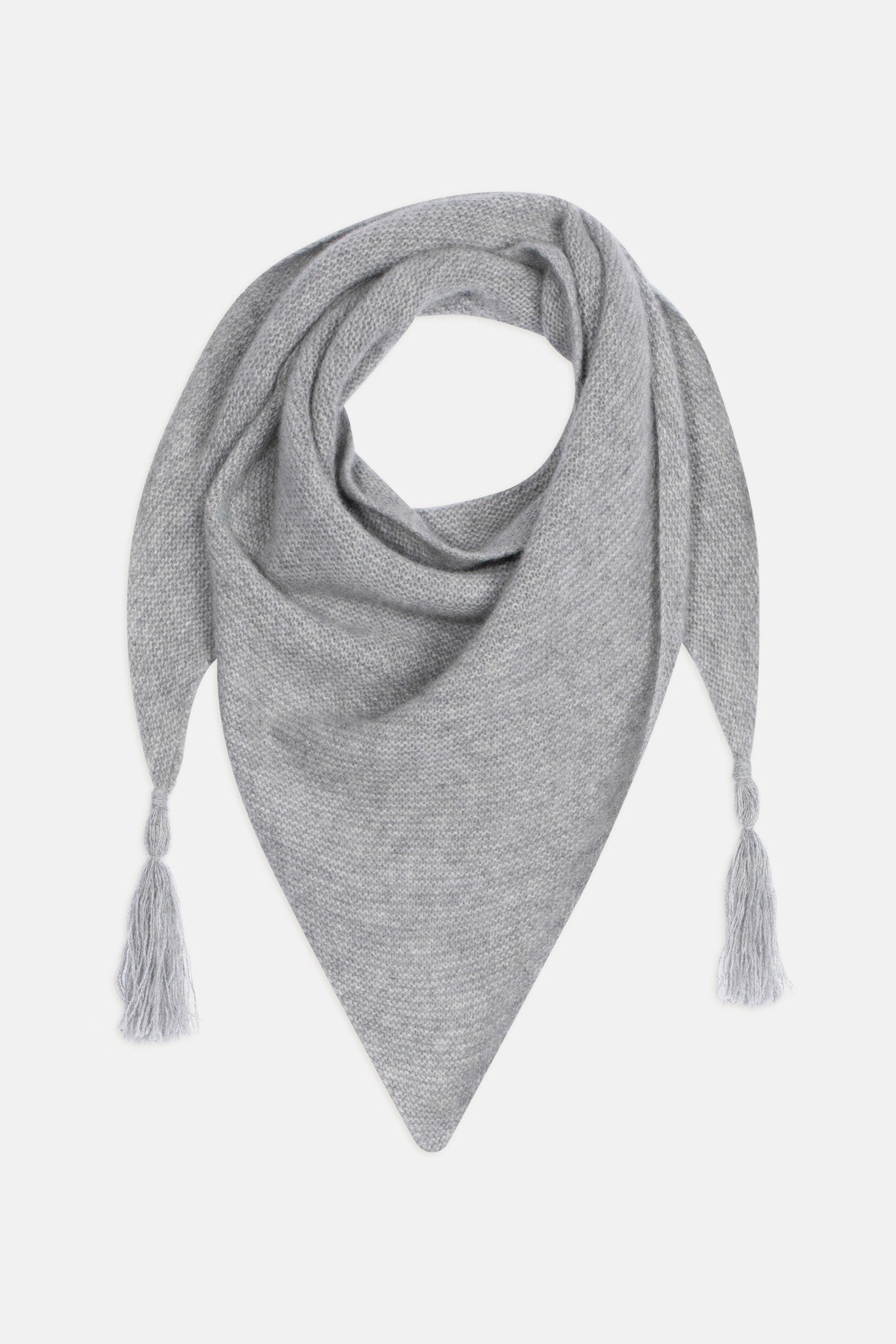 lima écharpe triangle avec franges 4 fils gris souris chiné
