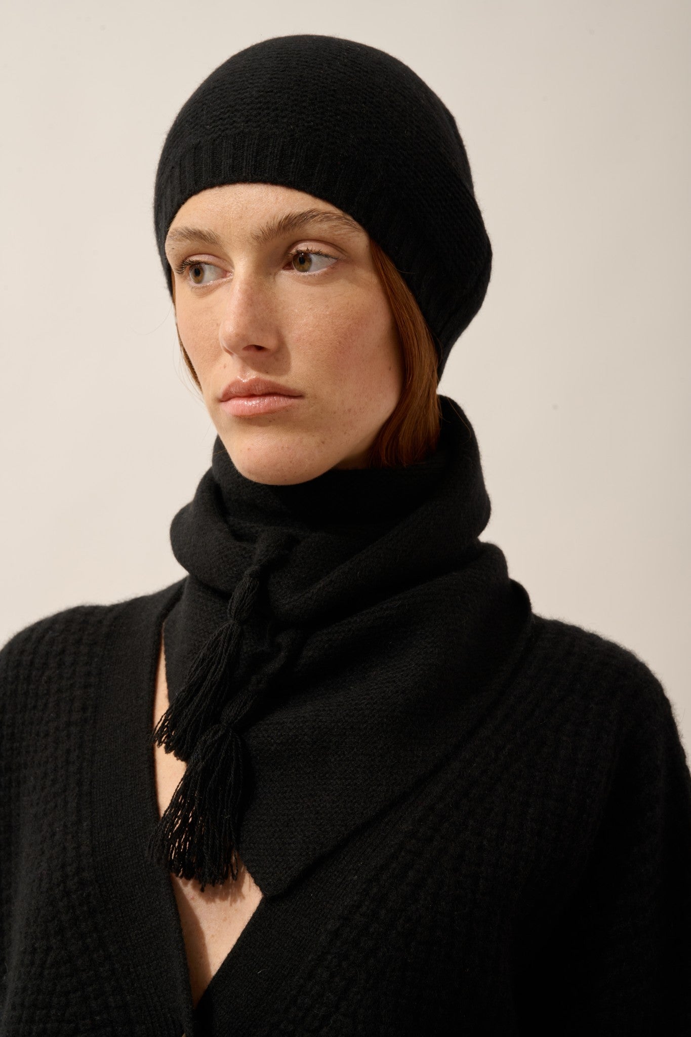 lima écharpe triangle avec franges 4 fils noir