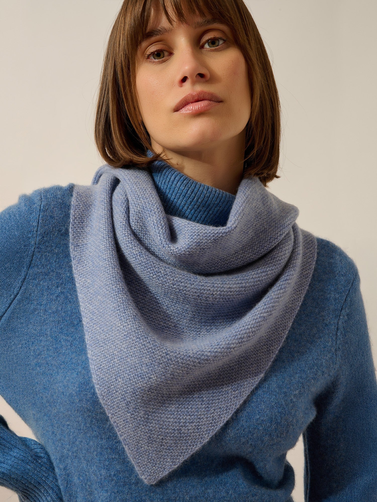 lima écharpe triangle avec franges 4 fils sky chiné