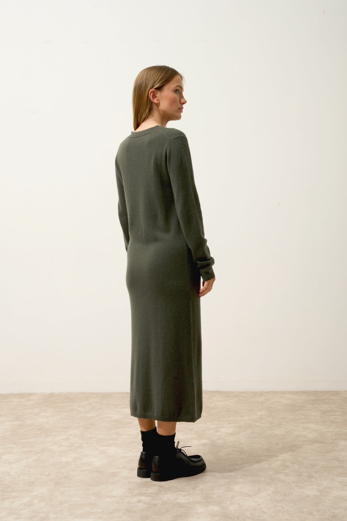 LINA robe col rond kaki