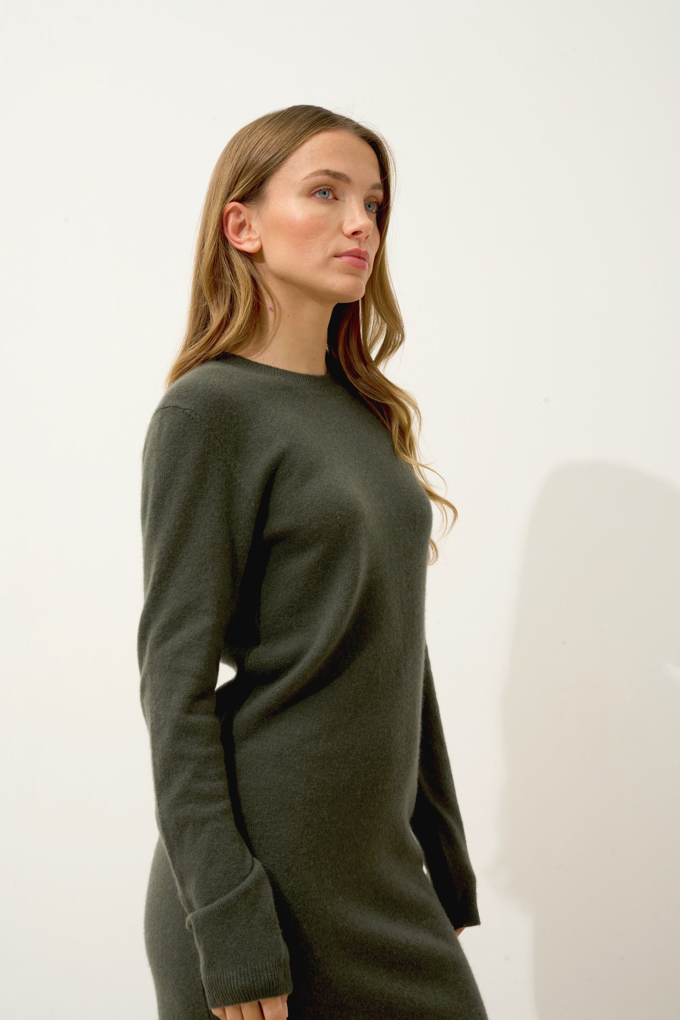 LINA robe col rond kaki