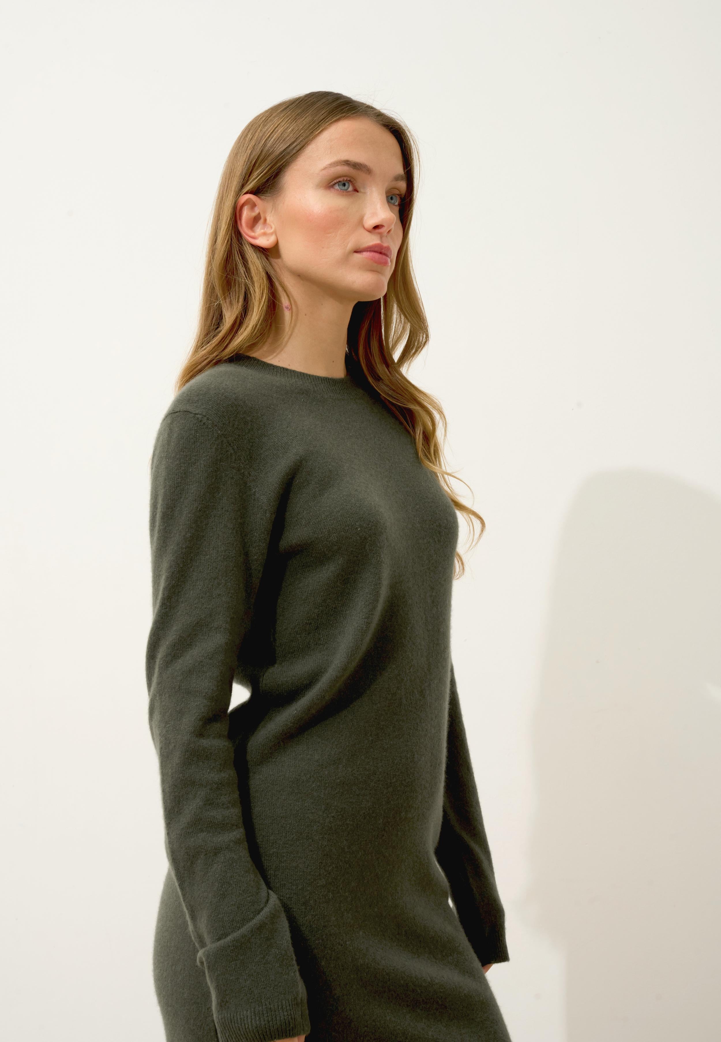 LINA robe col rond kaki
