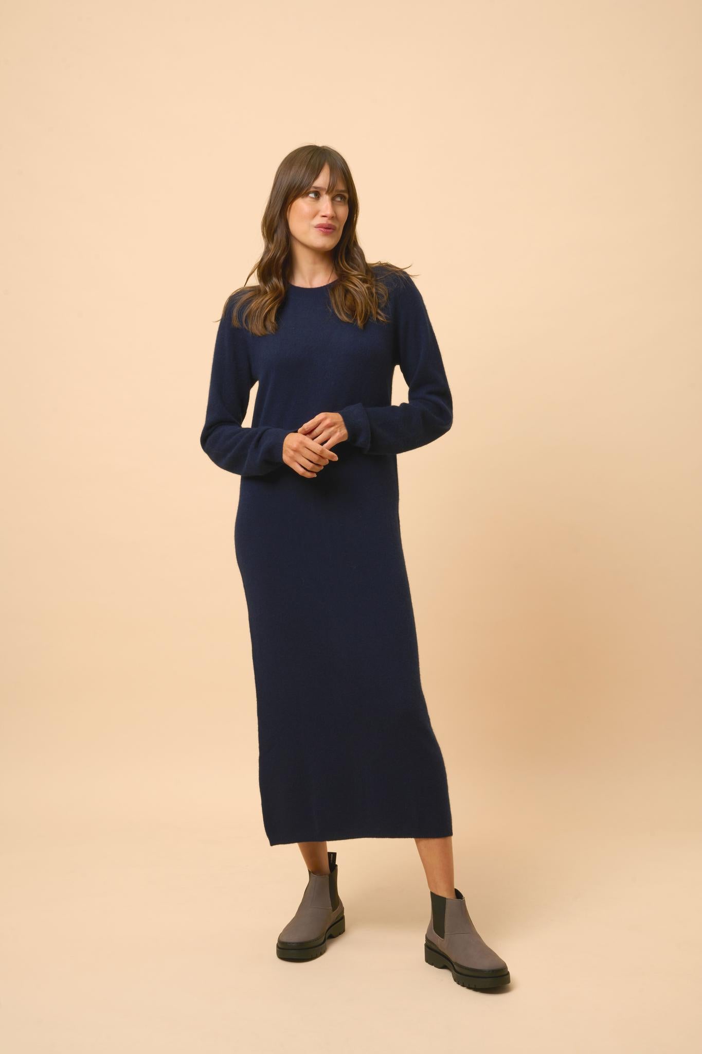 LINA robe col rond navy