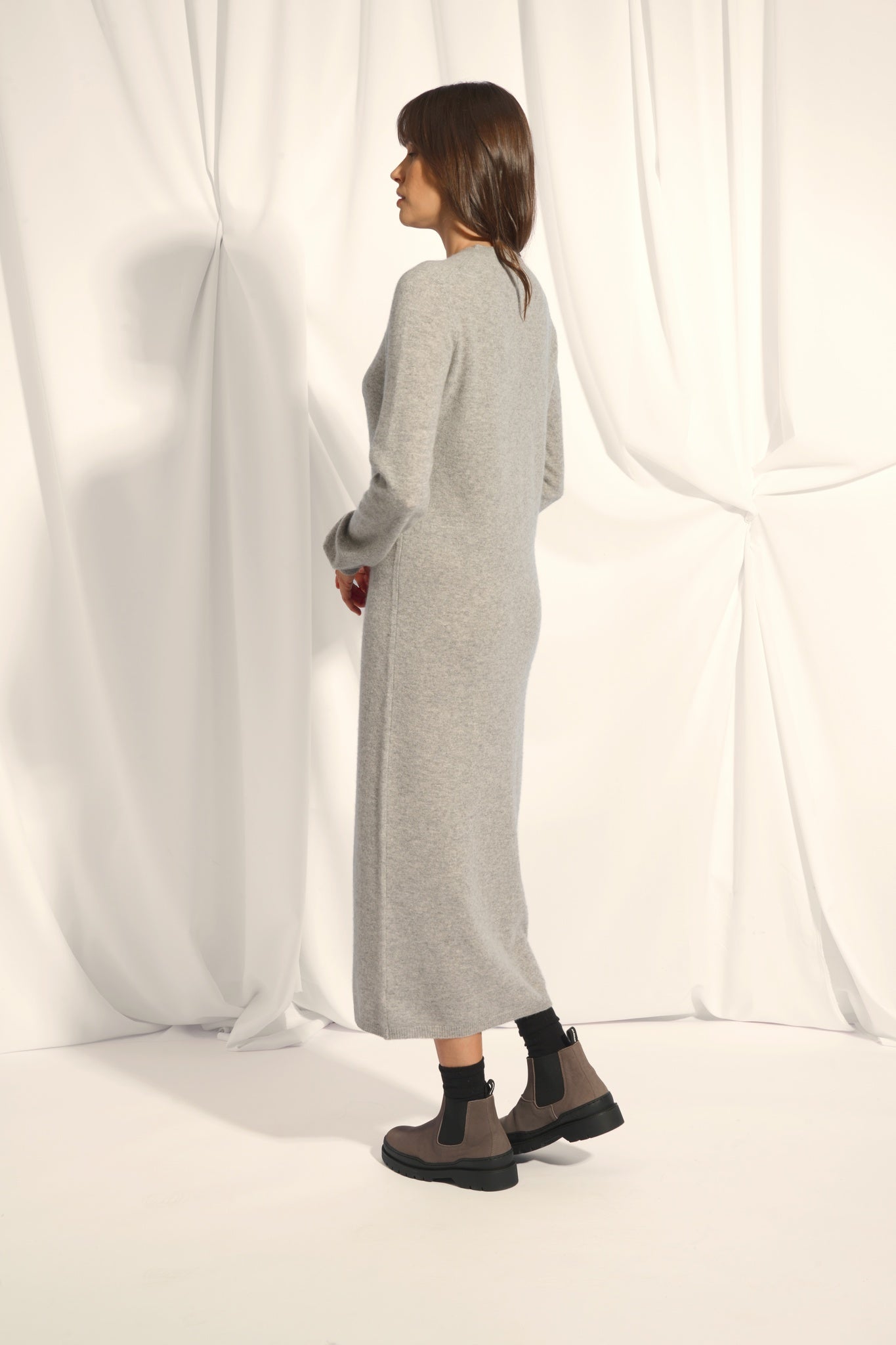 LINA robe col rond nuage chiné