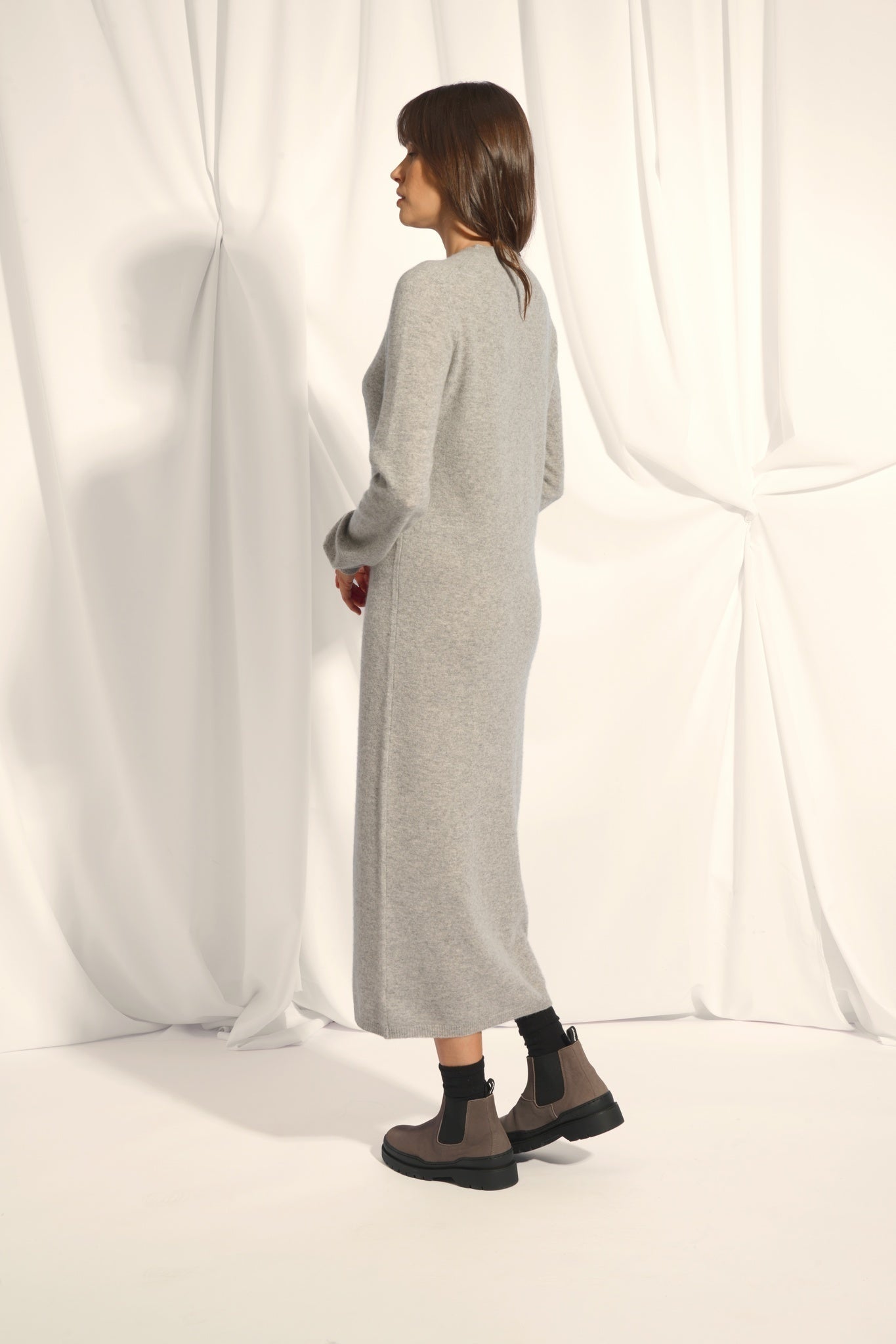 LINA robe col rond nuage chiné