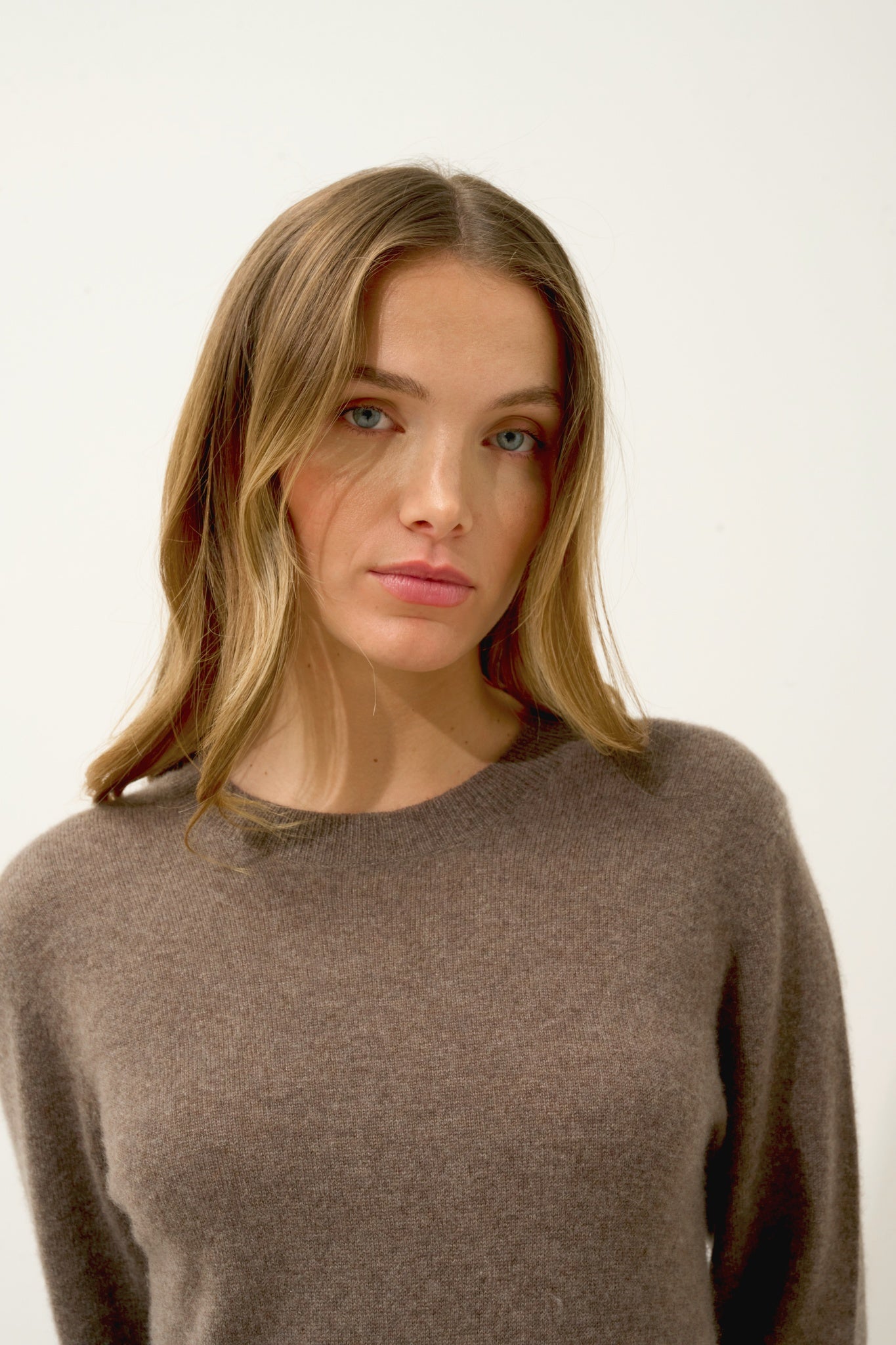 LINA robe col rond taupe chiné