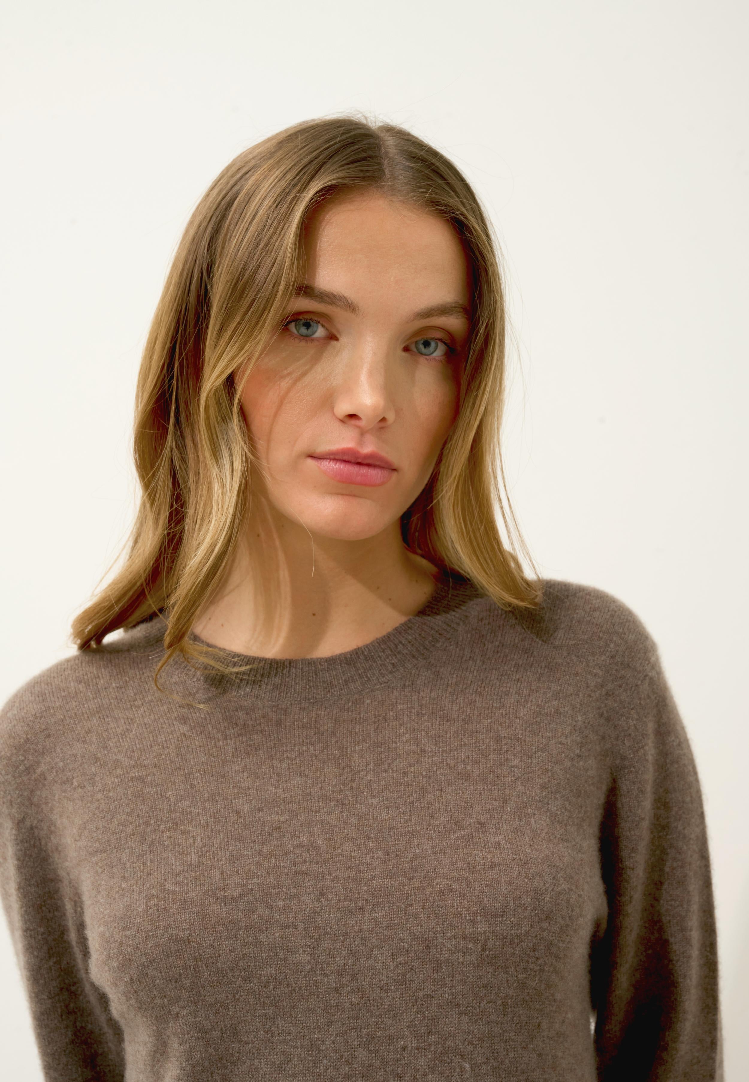 LINA taupe mottled round-neck dress