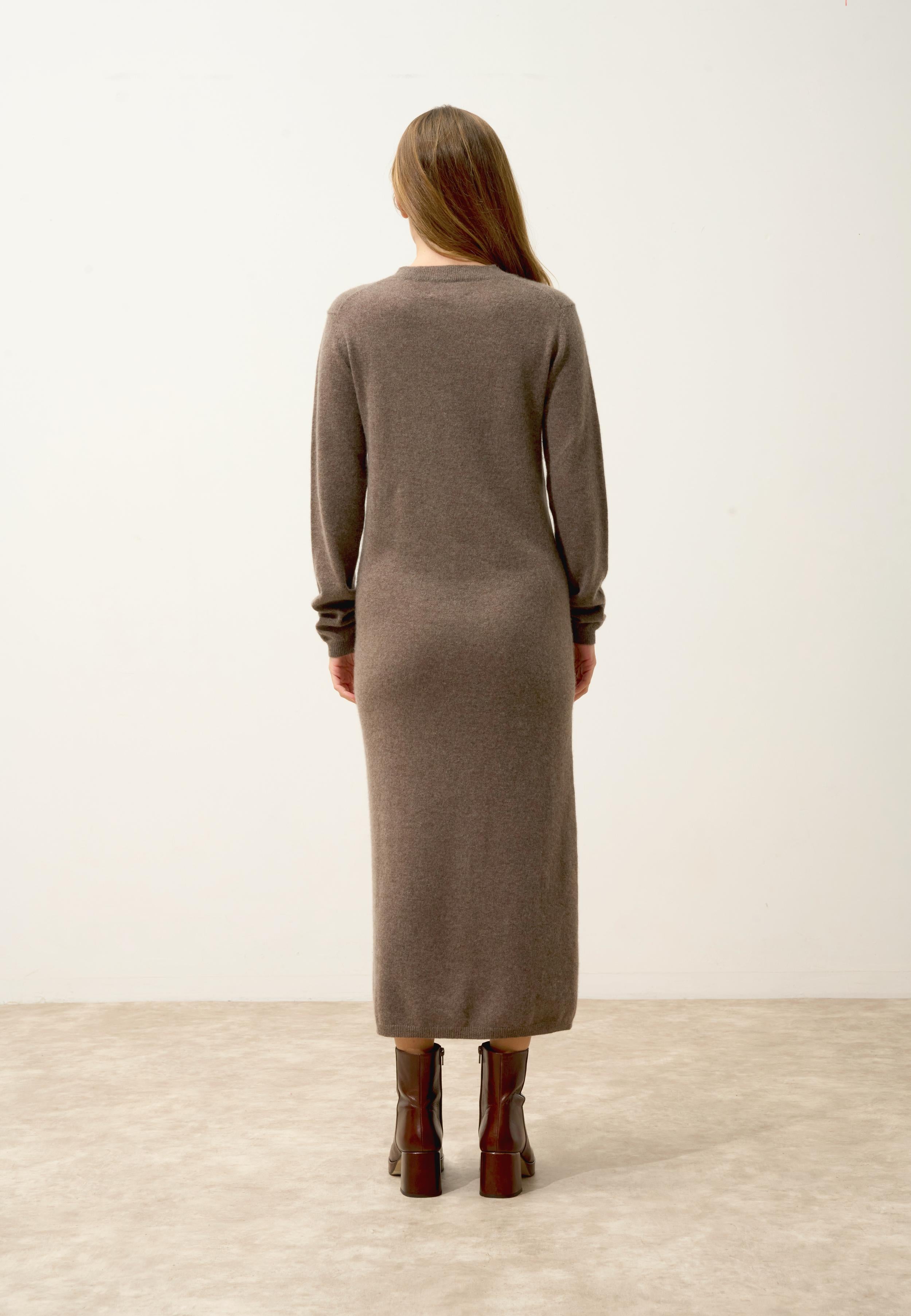 LINA taupe mottled round-neck dress