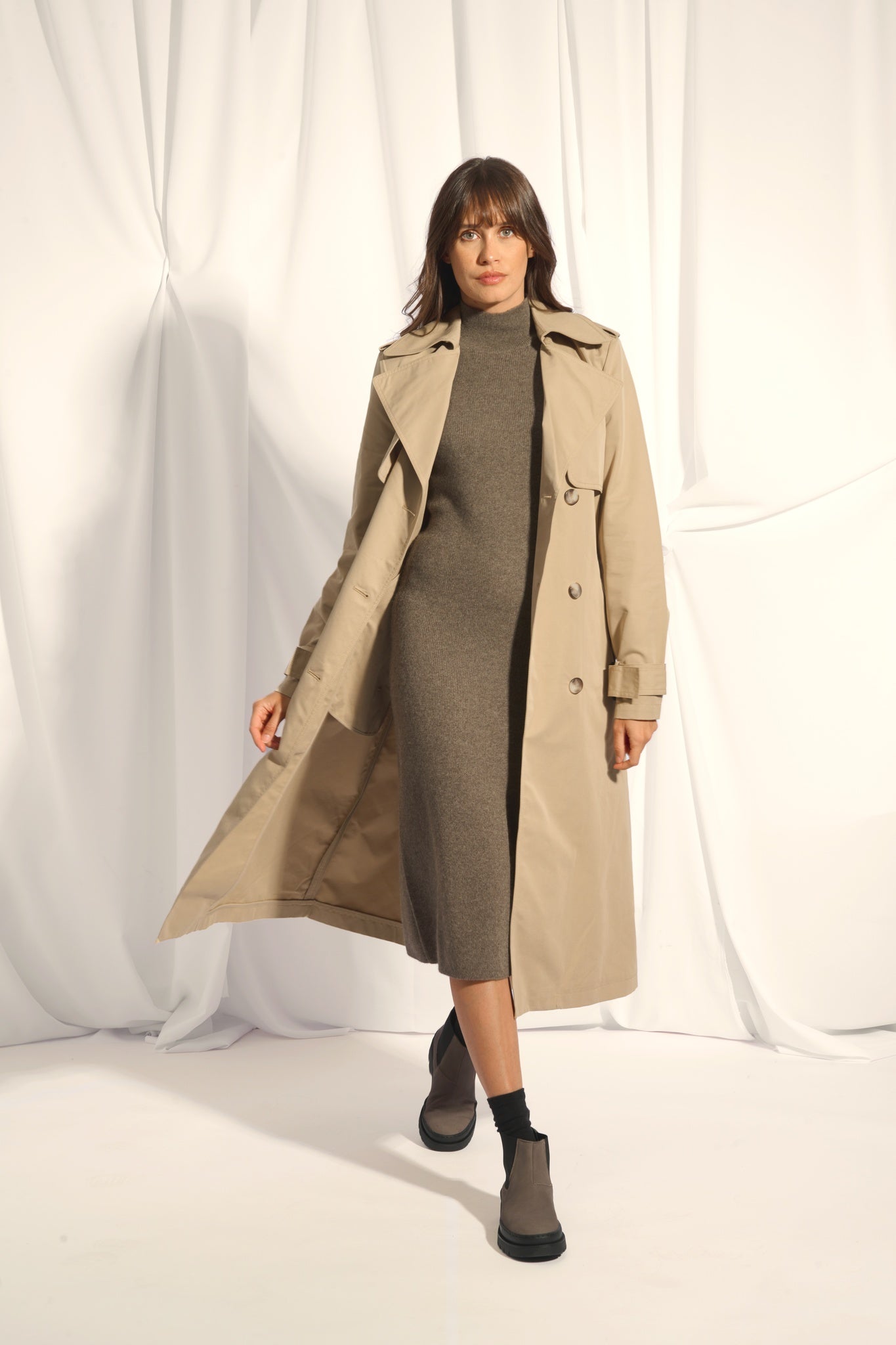 LOLA robe col montant taupe chiné