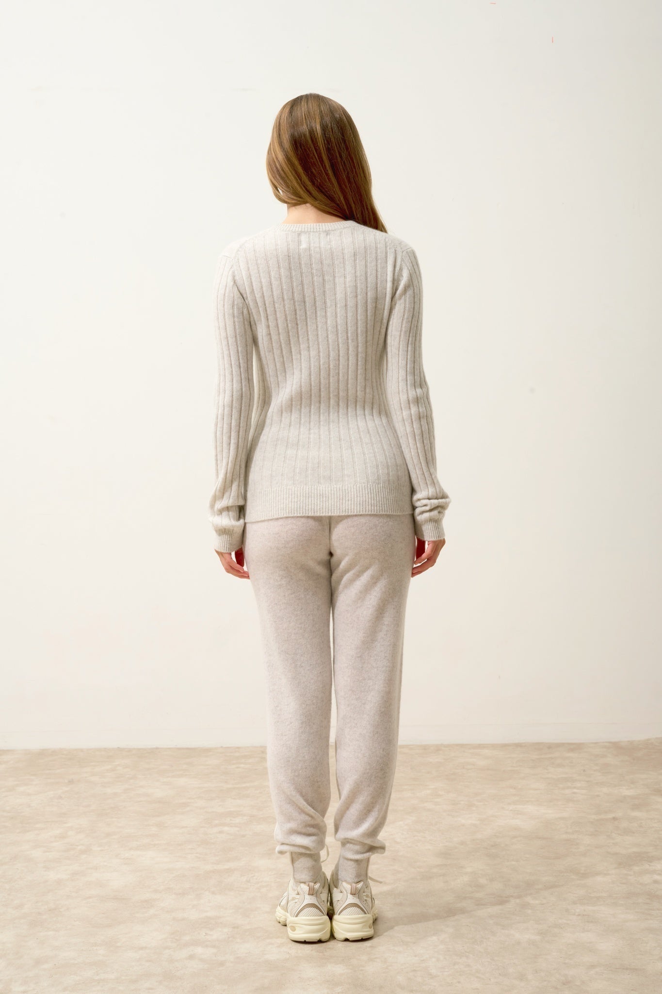 LORANA pull col rond 4 fils gris perle chiné