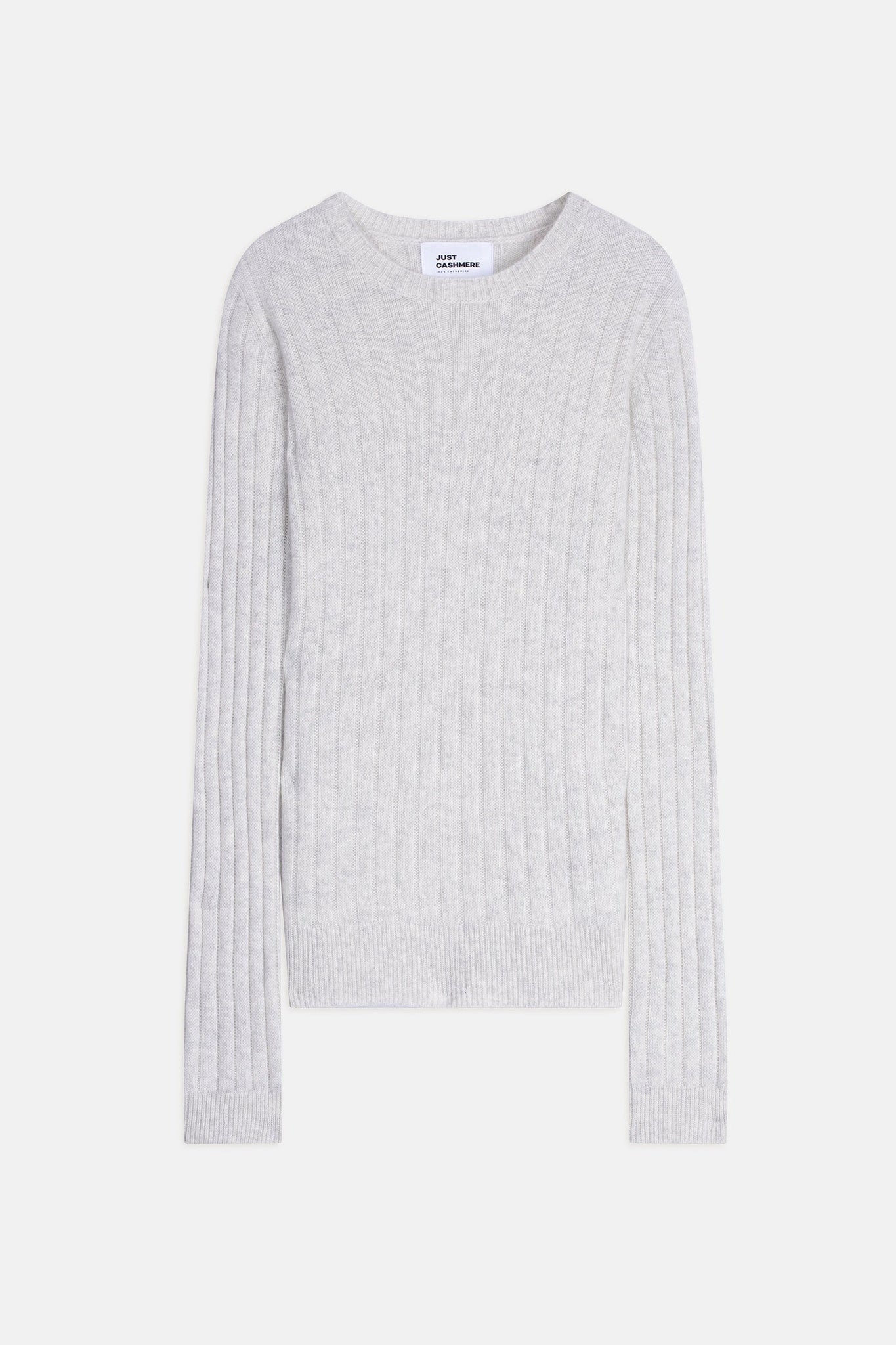 LORANA pull col rond 4 fils gris perle chiné