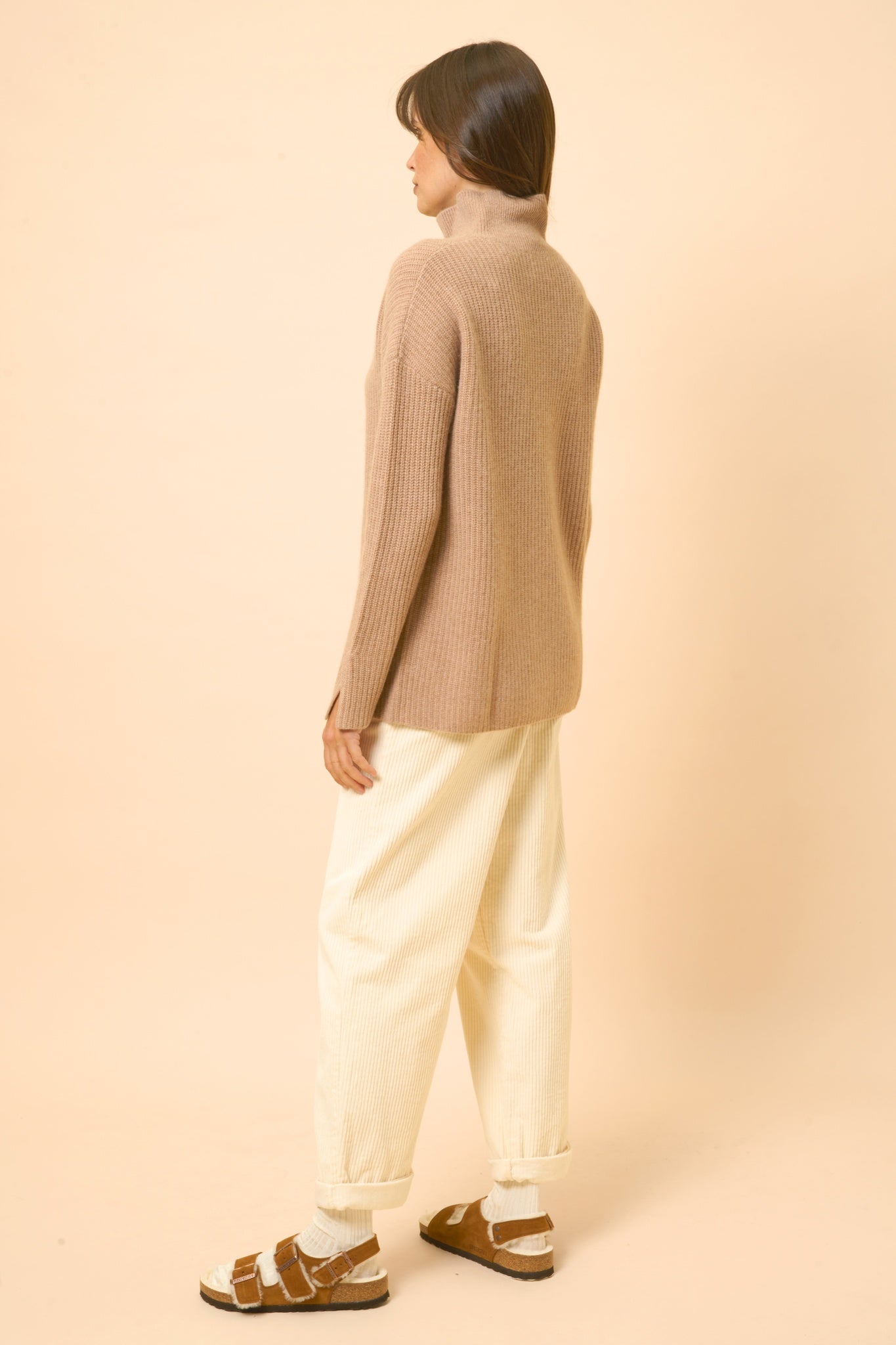 LOUISE pull col roulé camel chiné