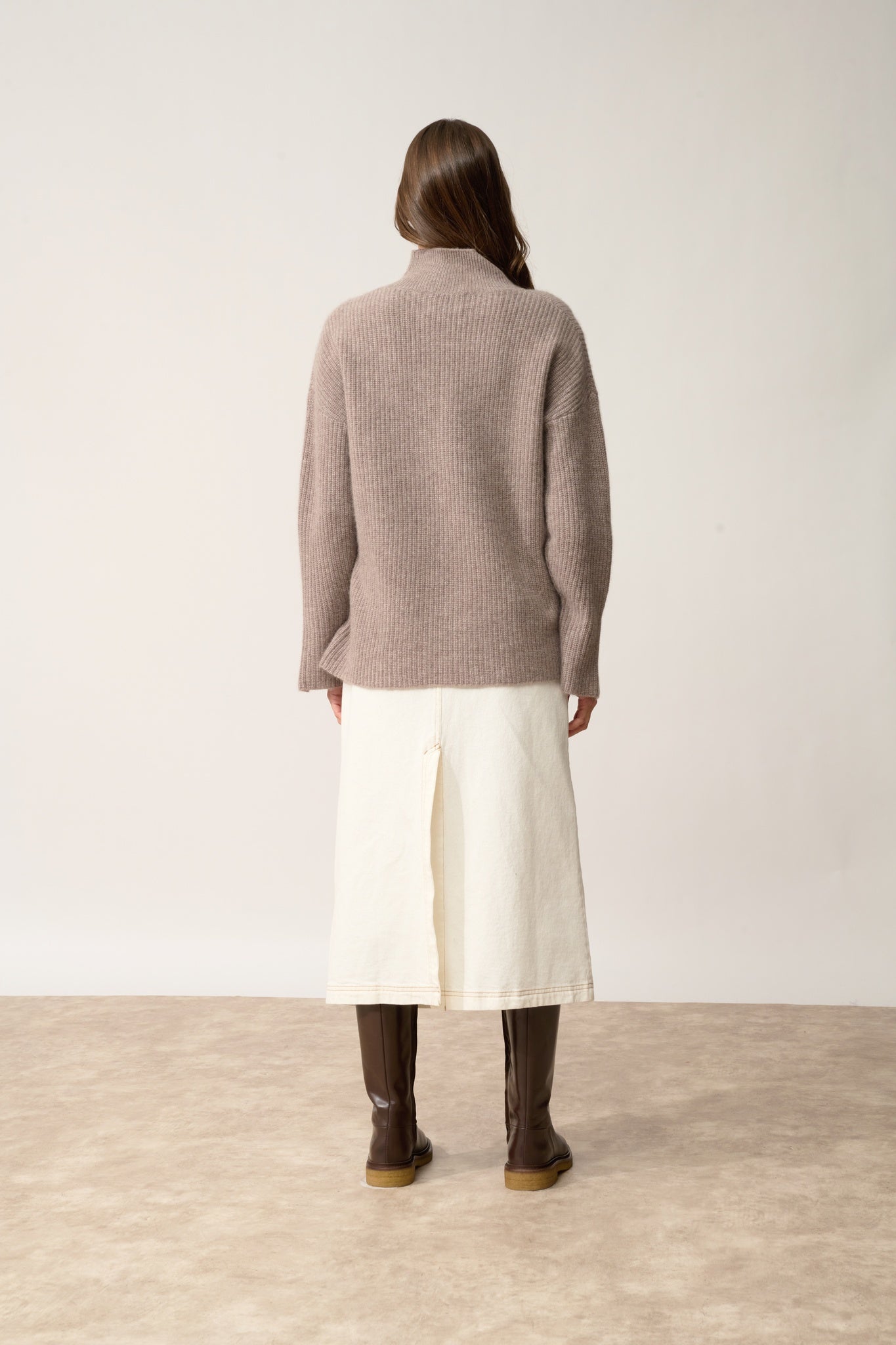 LOUISE pull col roulé caribou chiné