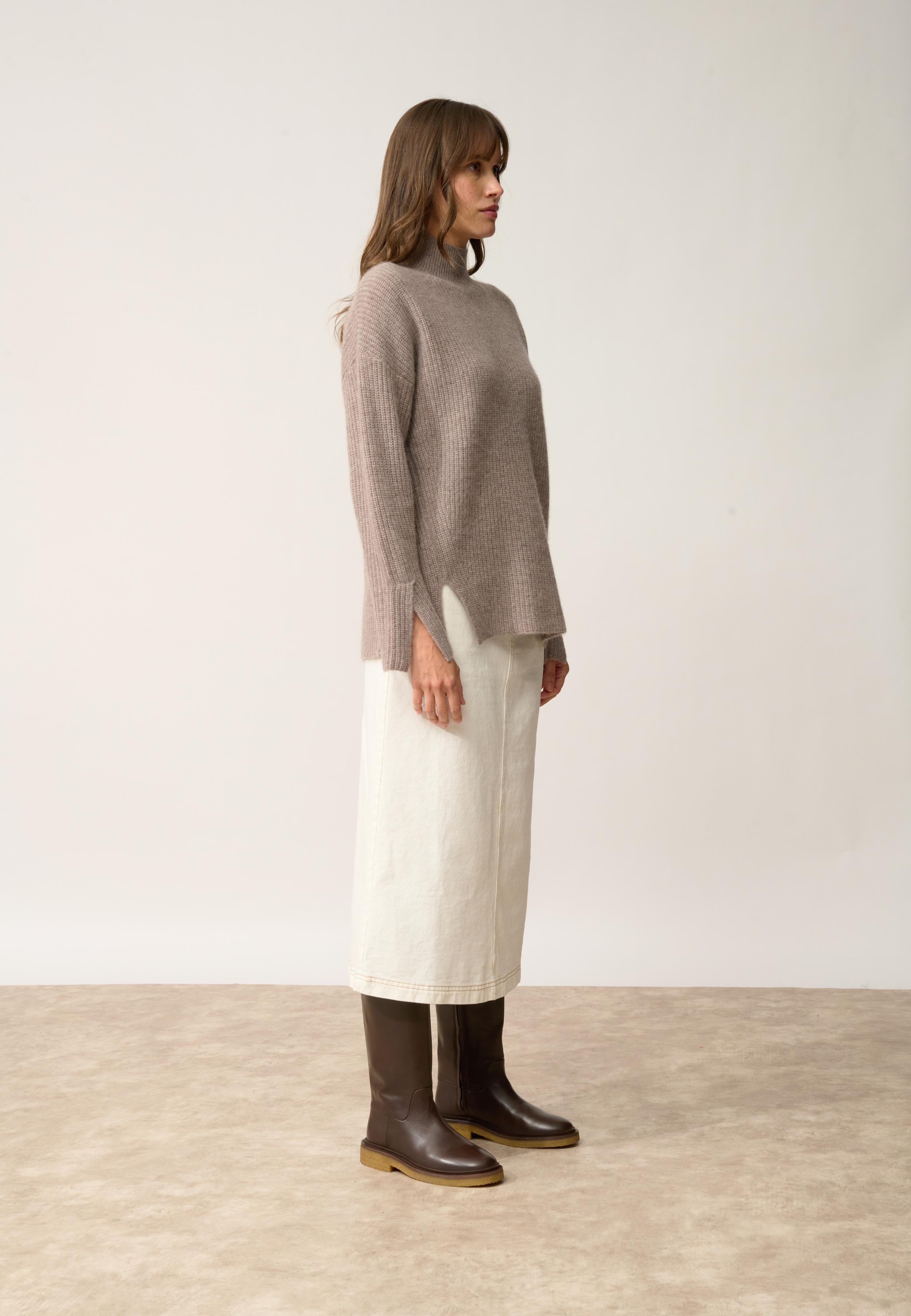 LOUISE pull col roulé caribou chiné